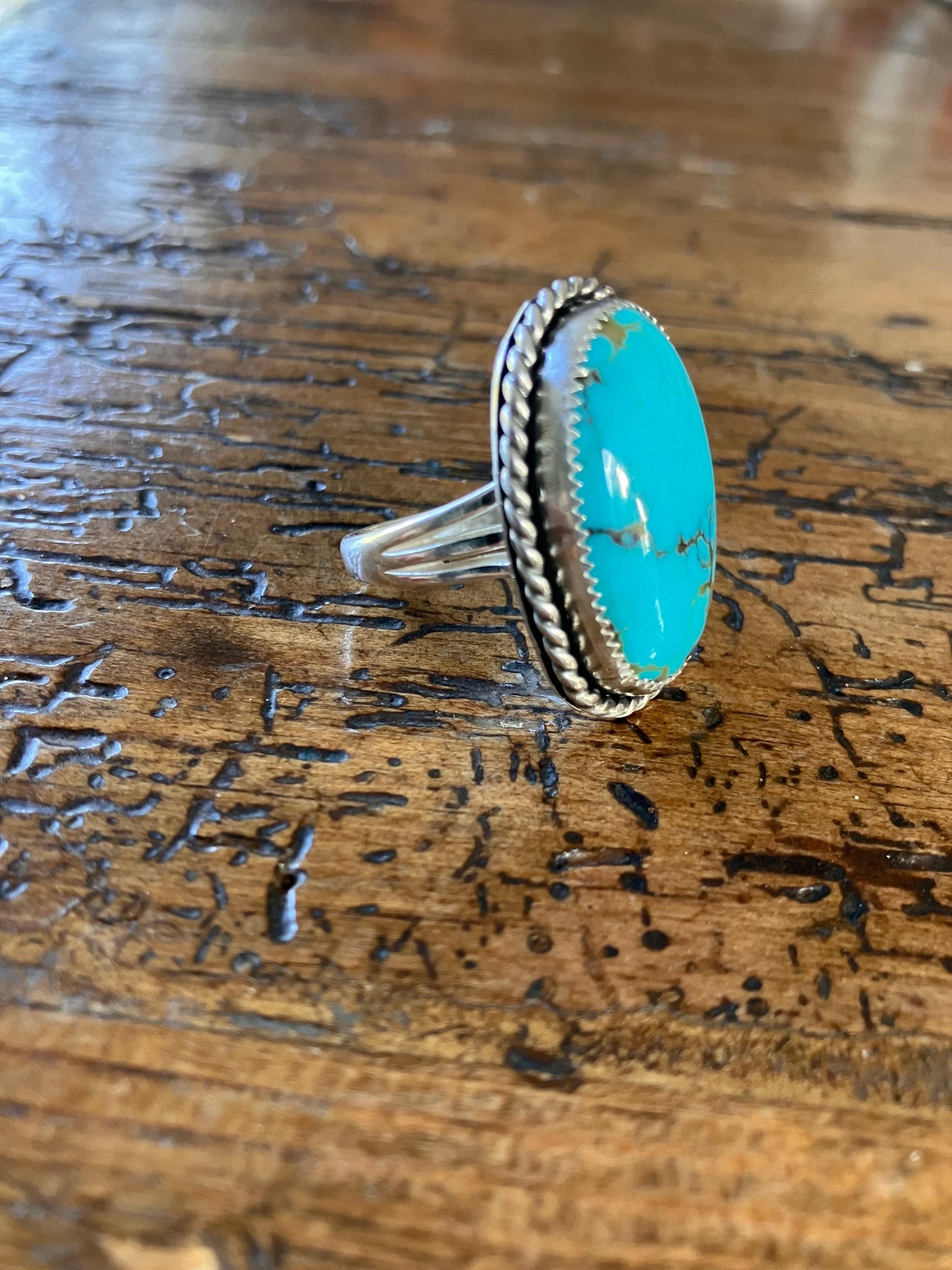 Size 8 -Sterling Silver Kingman Turquoise Ring