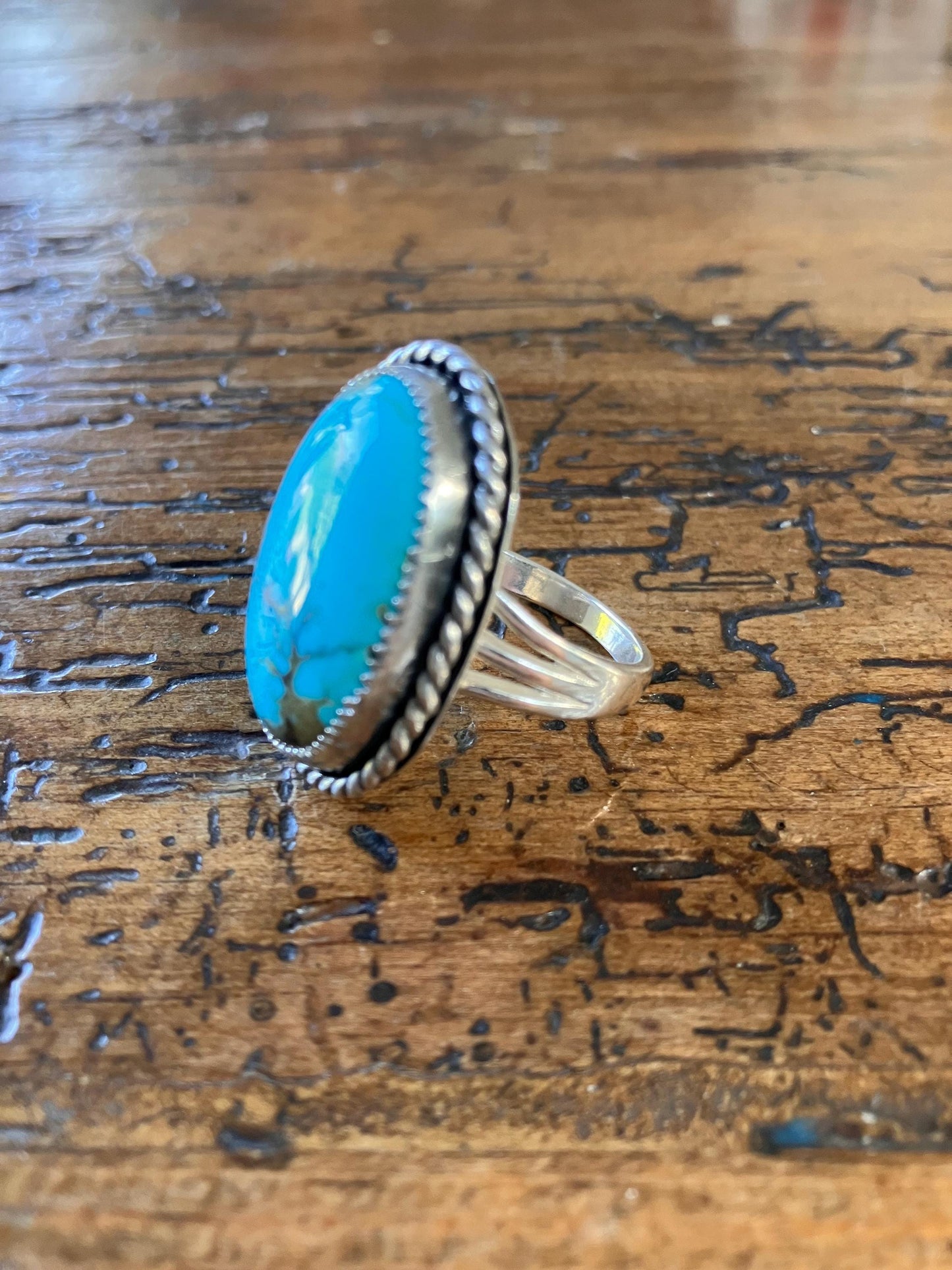 Size 8 -Sterling Silver Kingman Turquoise Ring