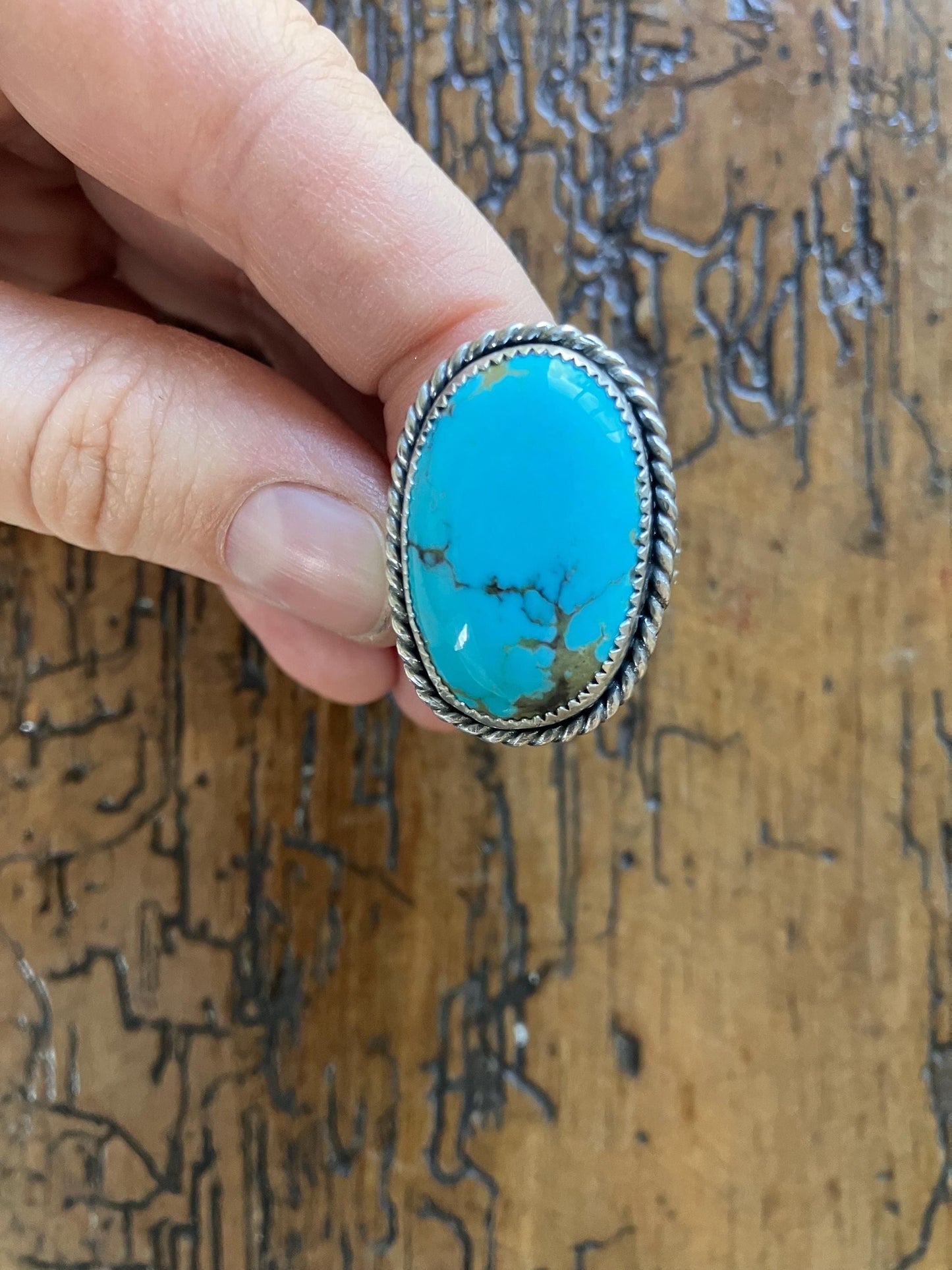Size 8 -Sterling Silver Kingman Turquoise Ring