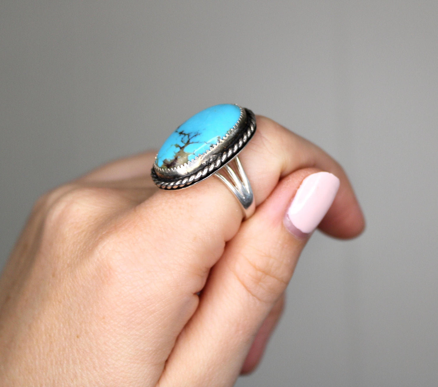 Size 8 -Sterling Silver Kingman Turquoise Ring