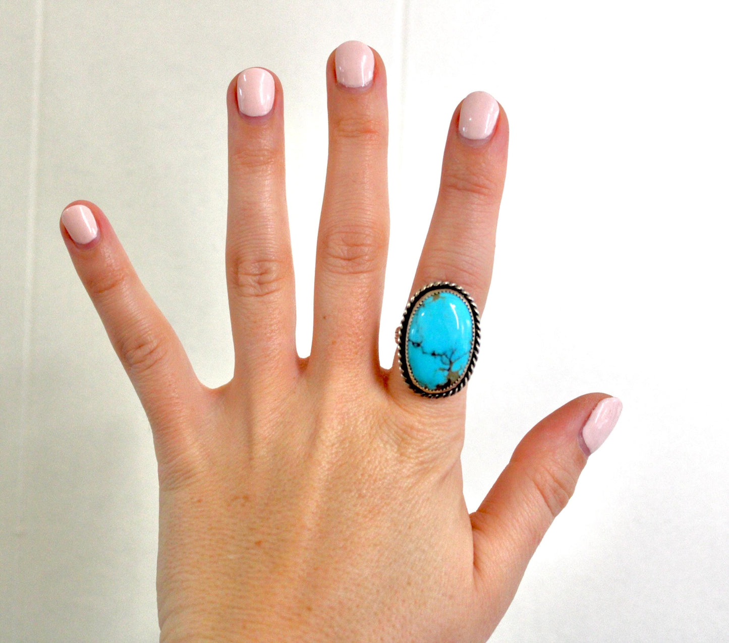 Size 8 -Sterling Silver Kingman Turquoise Ring