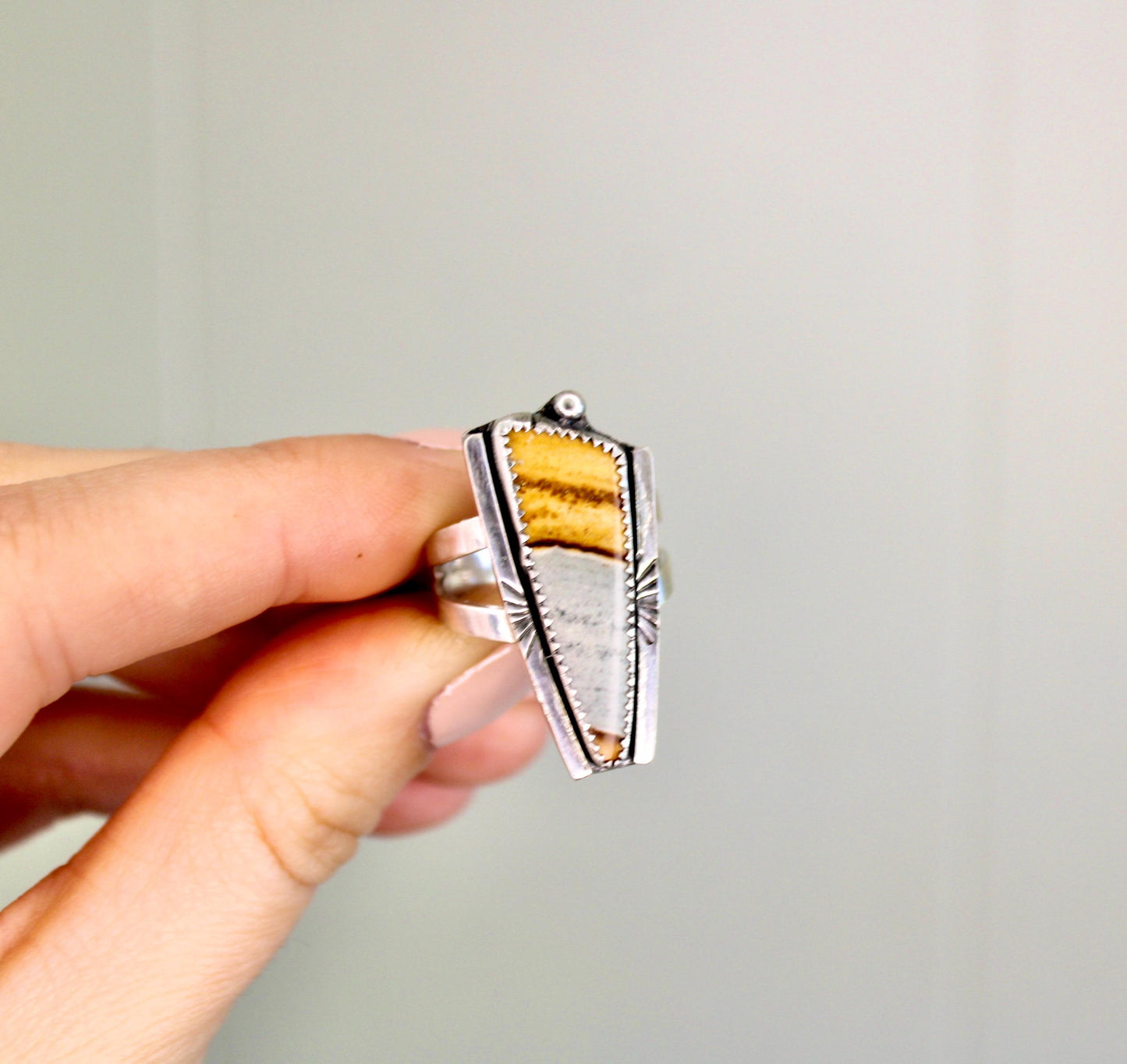 Size 7.5 -Sterling Silver Starry Night Jasper Ring