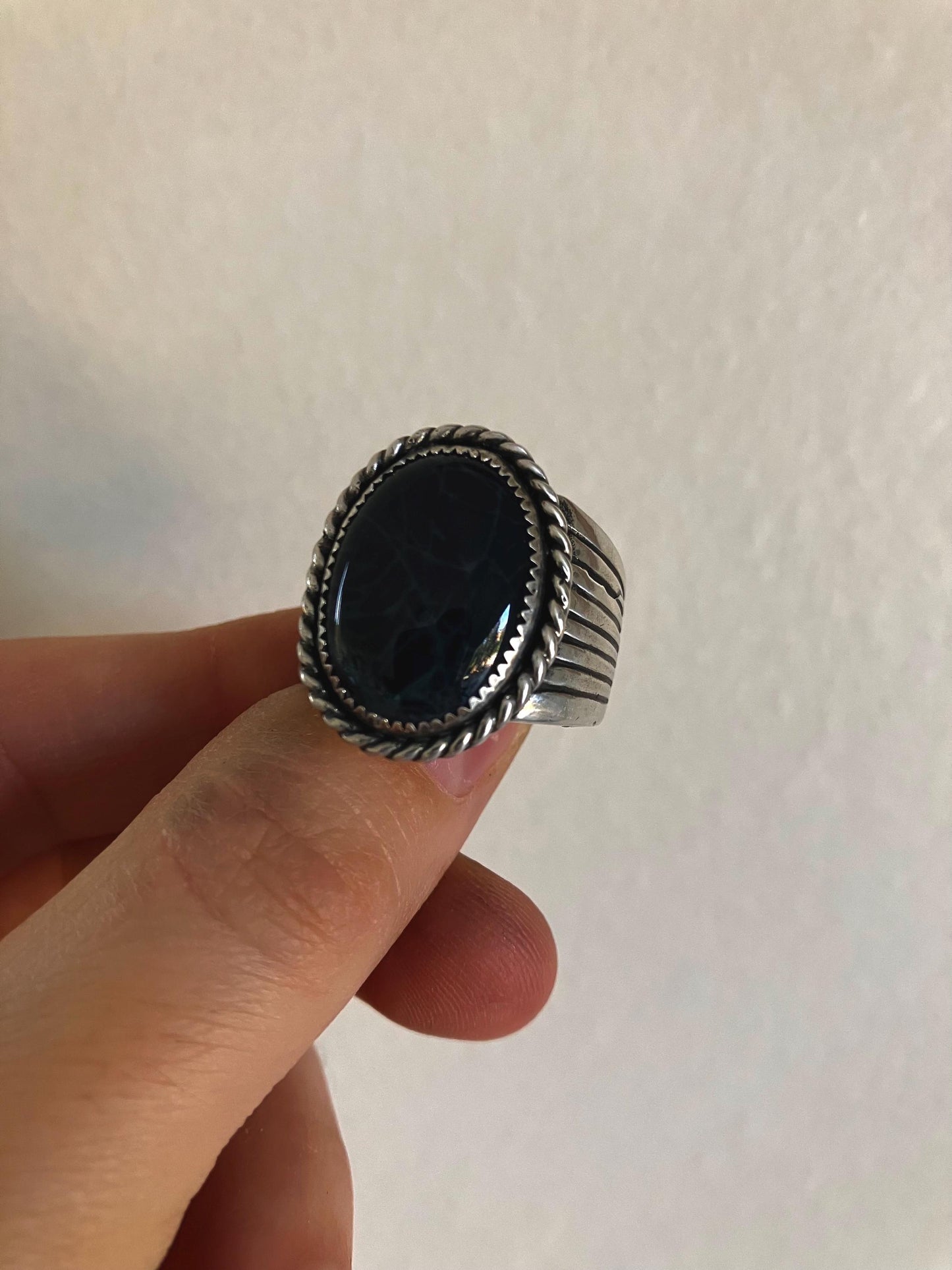 Size 10- Obsidian Sterling Silver Ring
