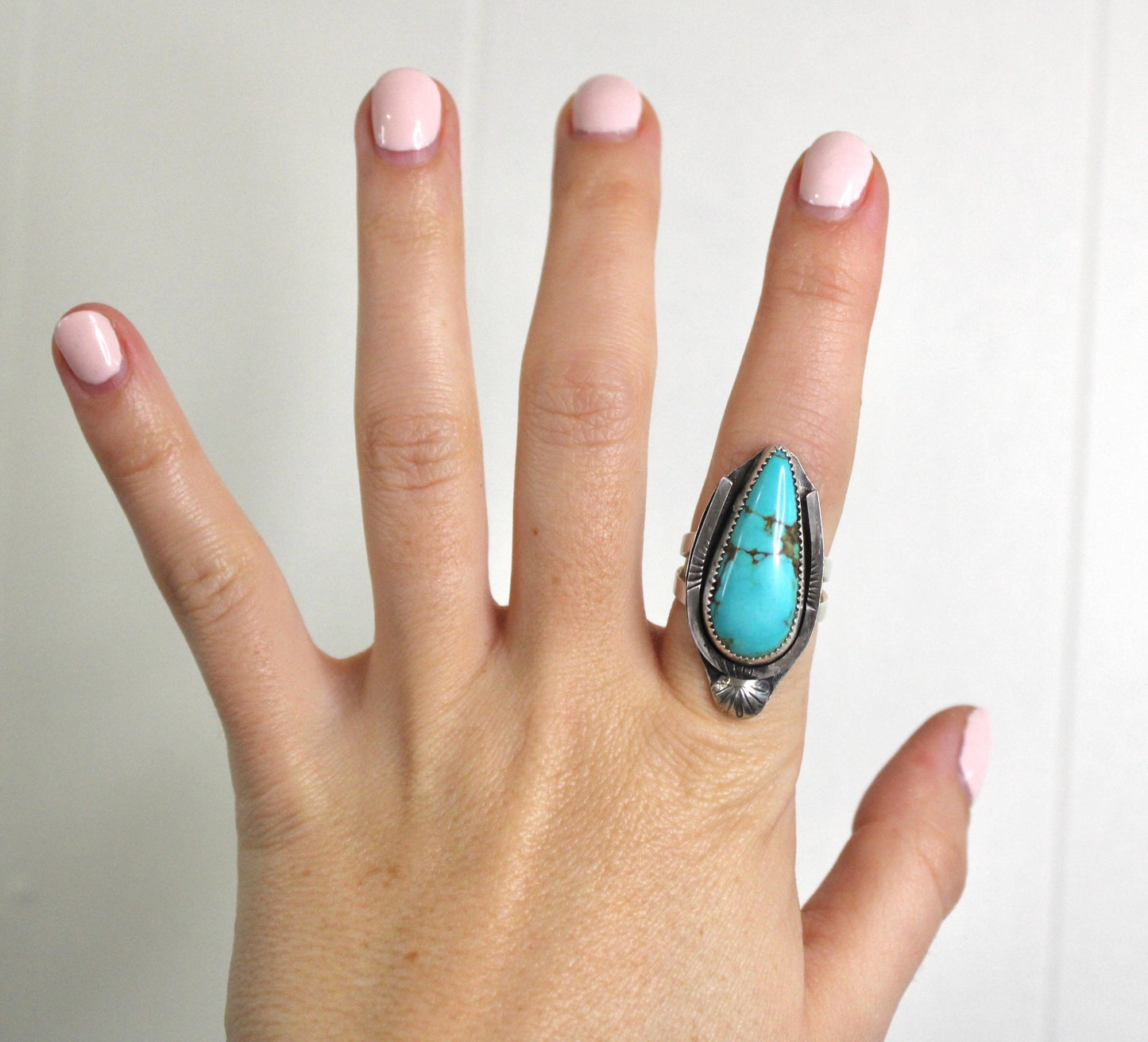 Size 8 -Sterling Silver Turquoise Ring