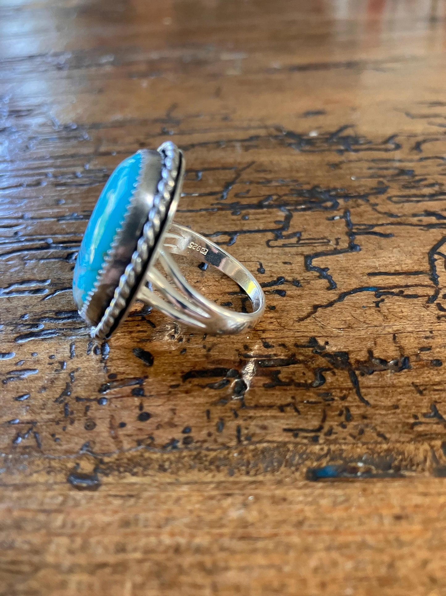 Size 8 -Sterling Silver Kingman Turquoise Ring