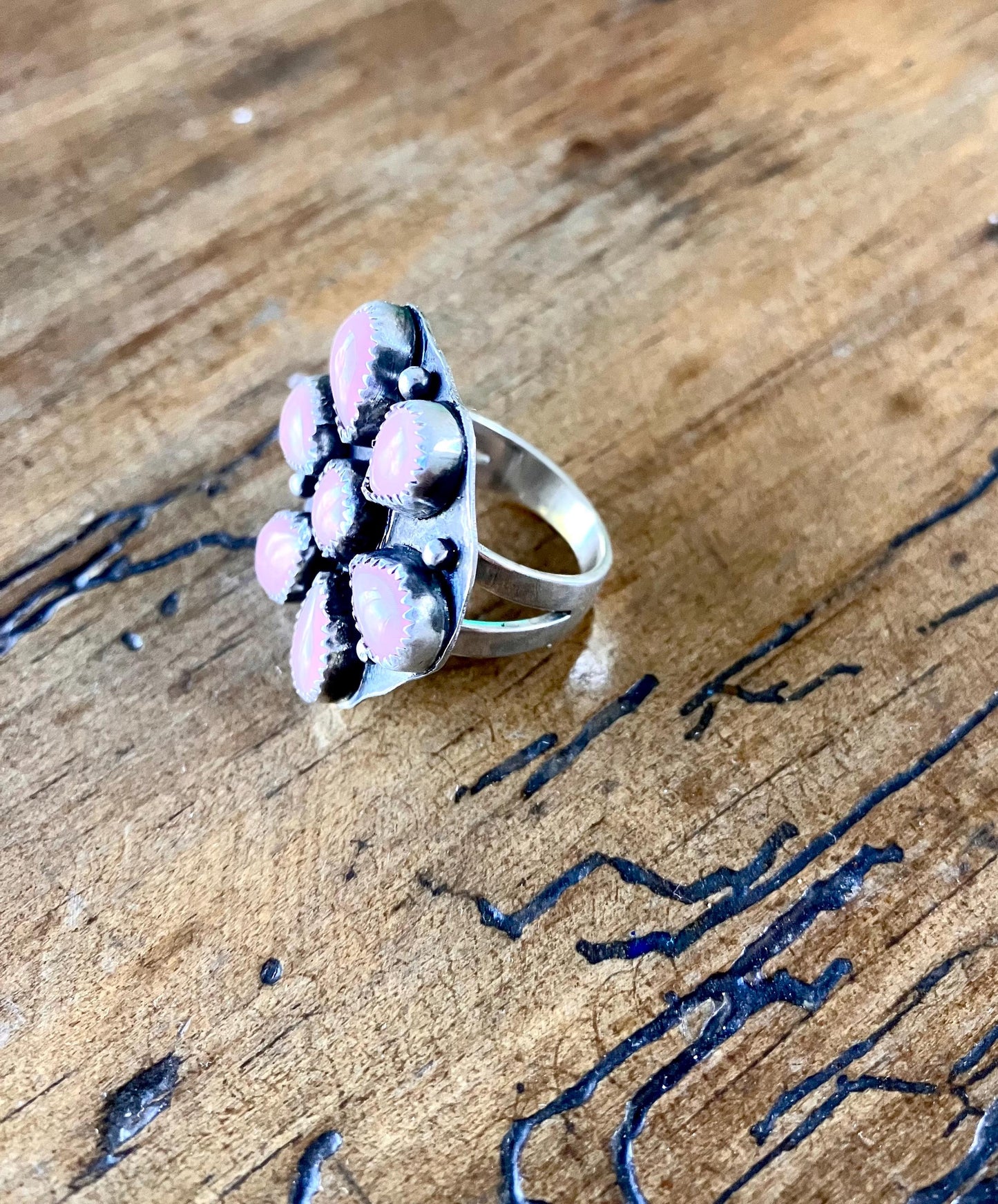 Size 6.5 -Sterling Silver Pink Flower Ring