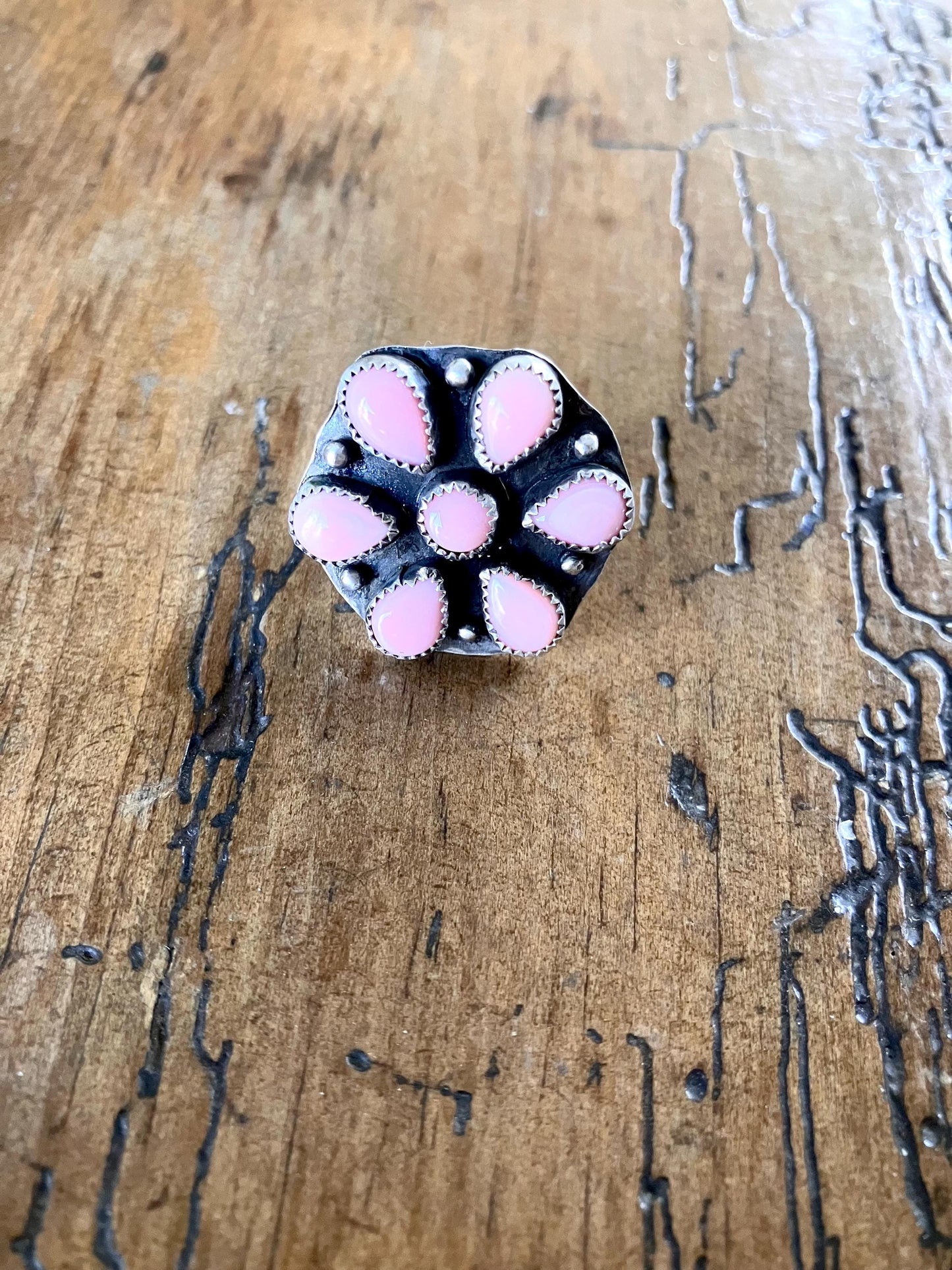 Size 6.5 -Sterling Silver Pink Flower Ring