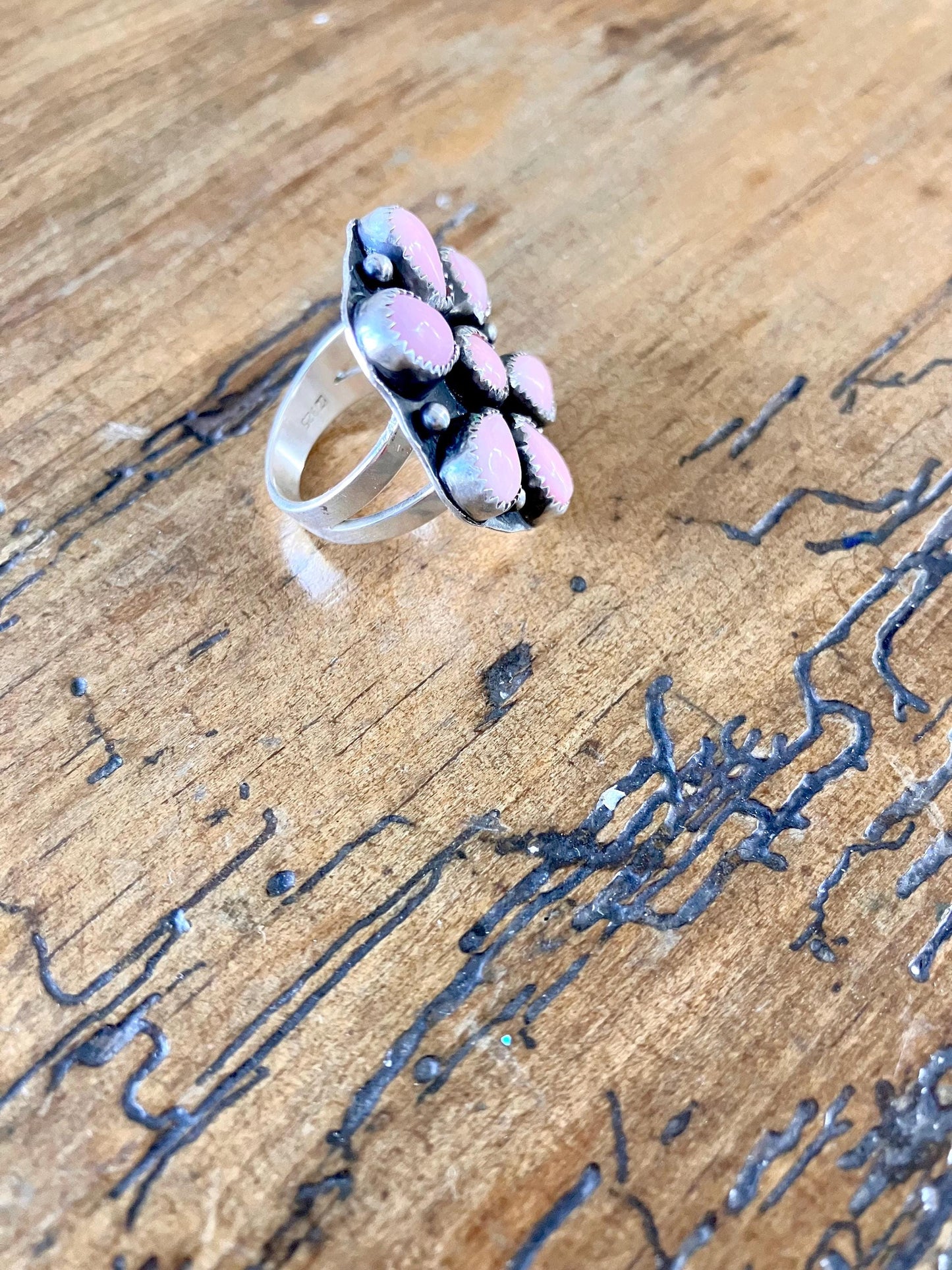 Size 6.5 -Sterling Silver Pink Flower Ring