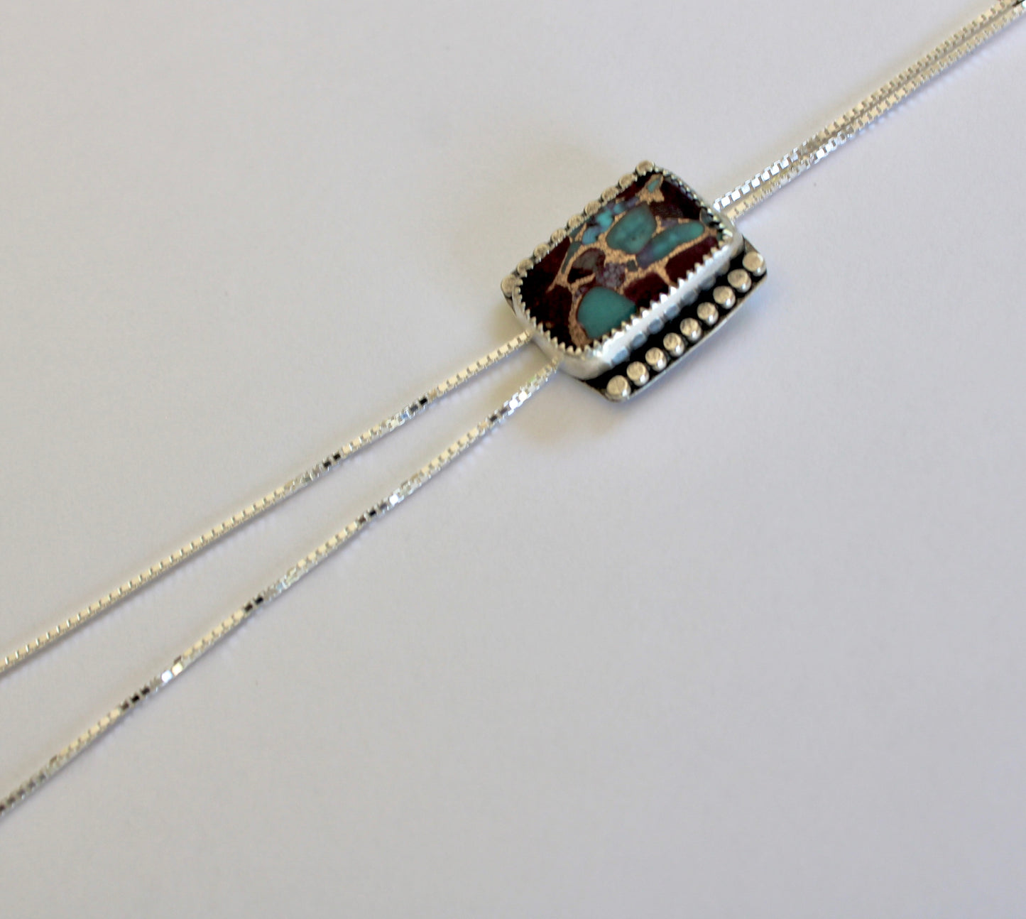Purple Dahlia Turquoise Bolo Necklace