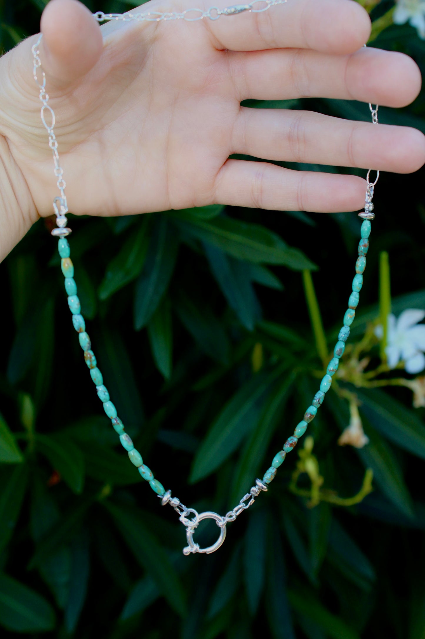 Tyrone Turquoise Beaded Charm Necklace