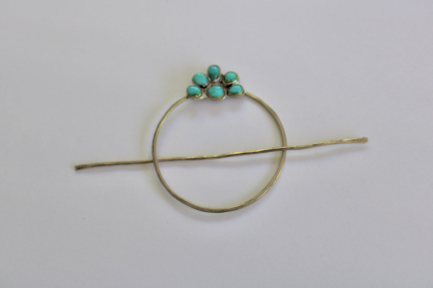 Turquoise Brass Hair Pin with Sonoran Gold Turquoise
