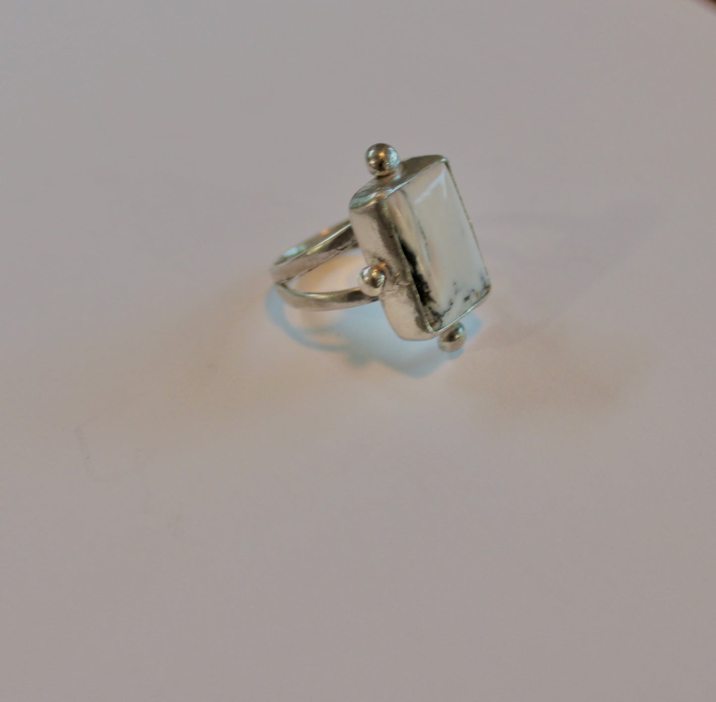 Size 9.5 White Buffalo Turquoise Ring