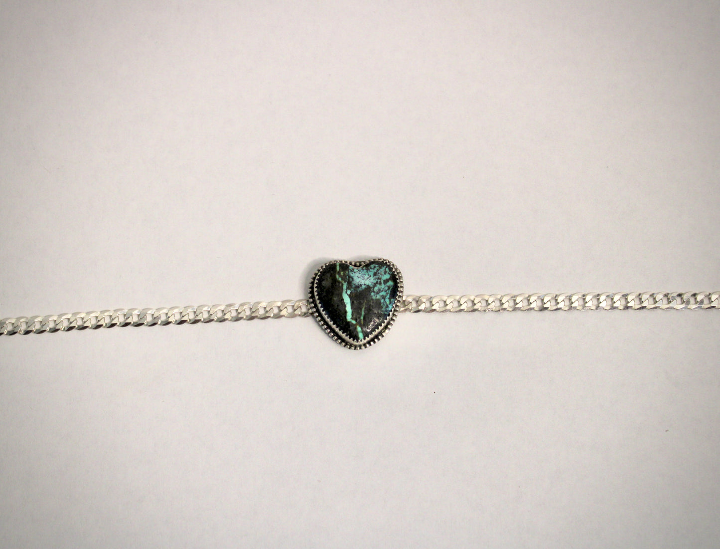 Heart Choker with Hubei Turquoise, Sterling Silver