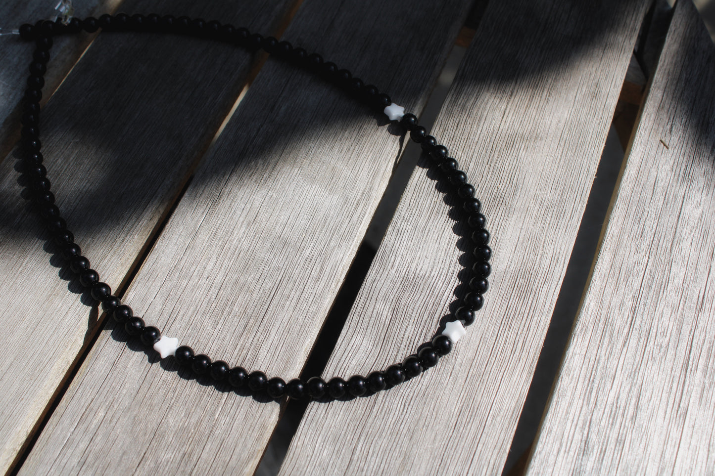 Black Onyx with White Onyx Star Necklace
