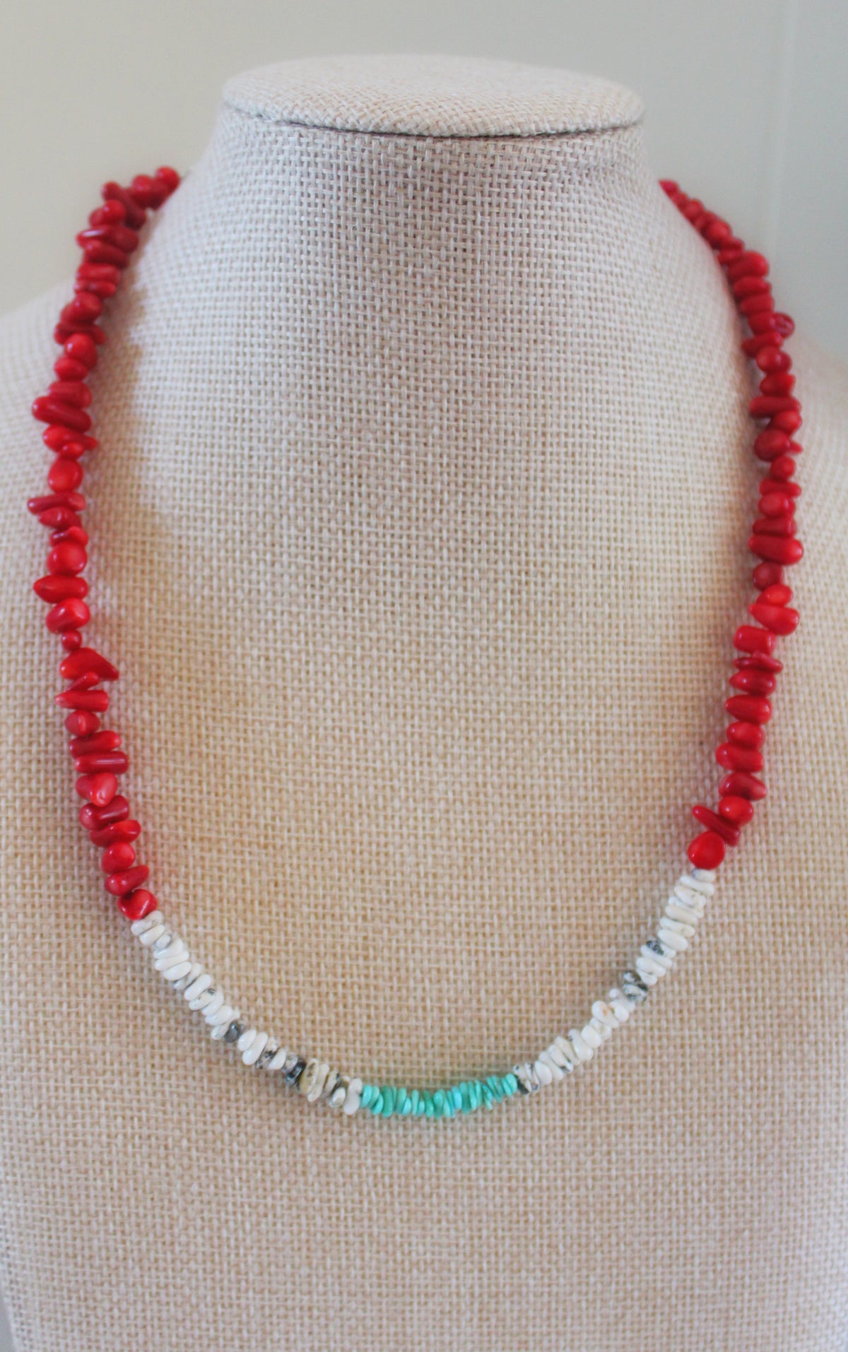 Coral, Royston & White Buffalo Beaded Necklace