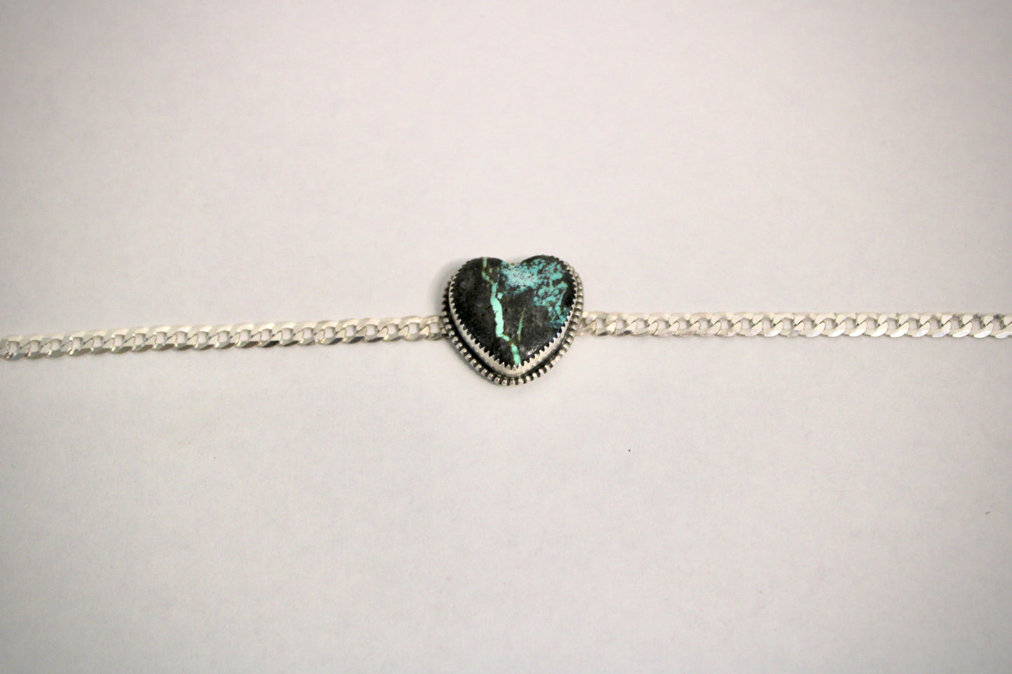 Heart Choker with Hubei Turquoise, Sterling Silver