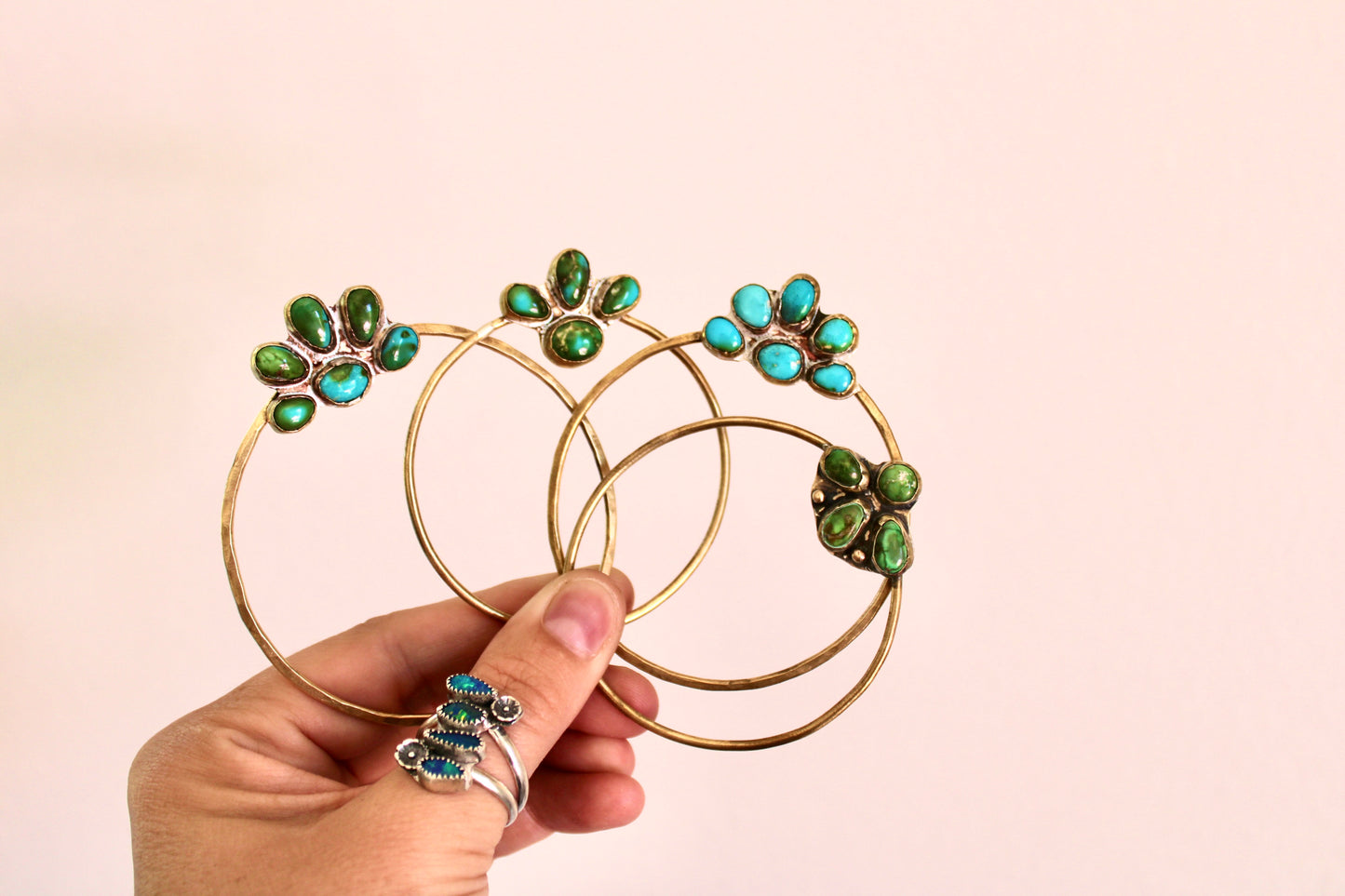 Turquoise Brass Hair Pin with Sonoran Gold Turquoise