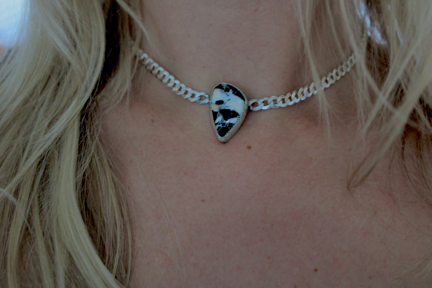 White Buffalo Turquoise Choker Necklace