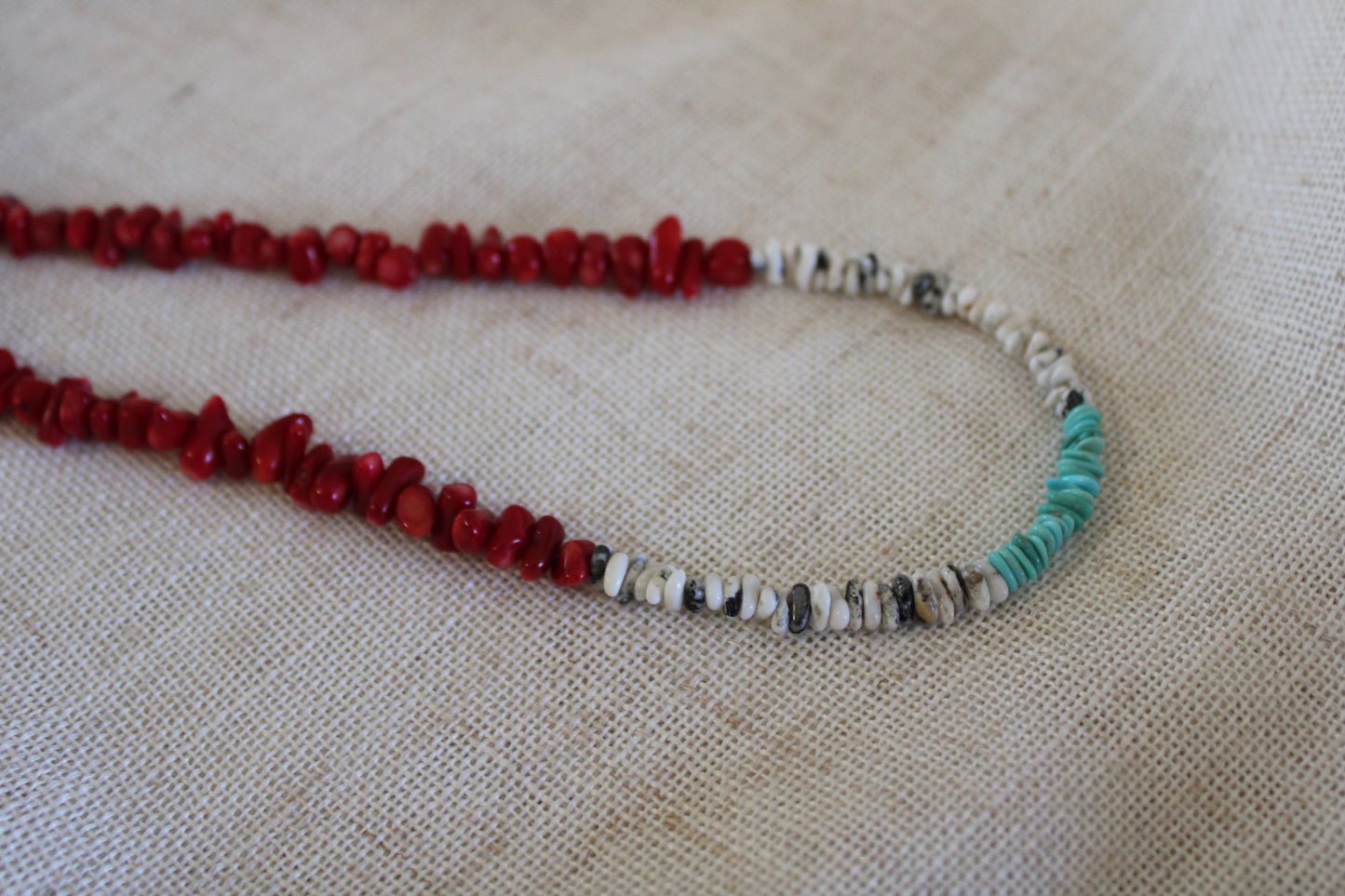 Coral, Royston & White Buffalo Beaded Necklace