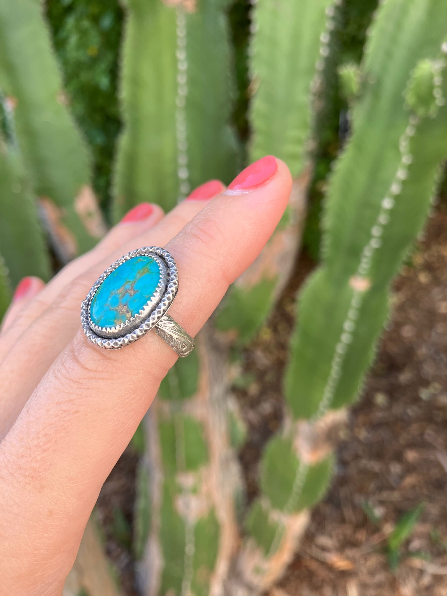 Size 6-Sonoran Turquoise Sterling Floral Ring