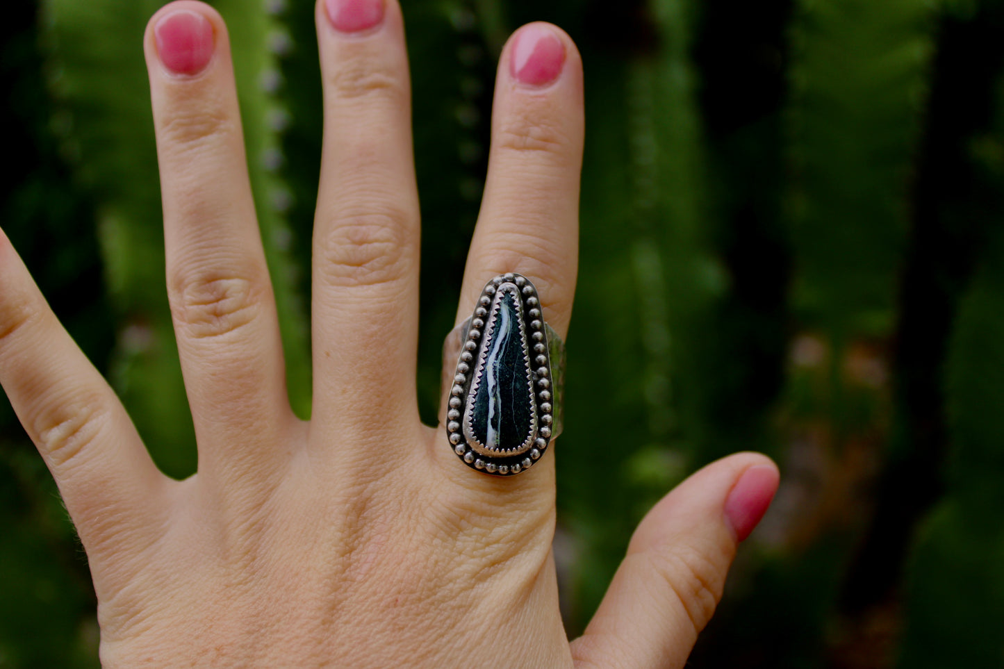 Size 9 1/2- White Buffalo Hammered Ring