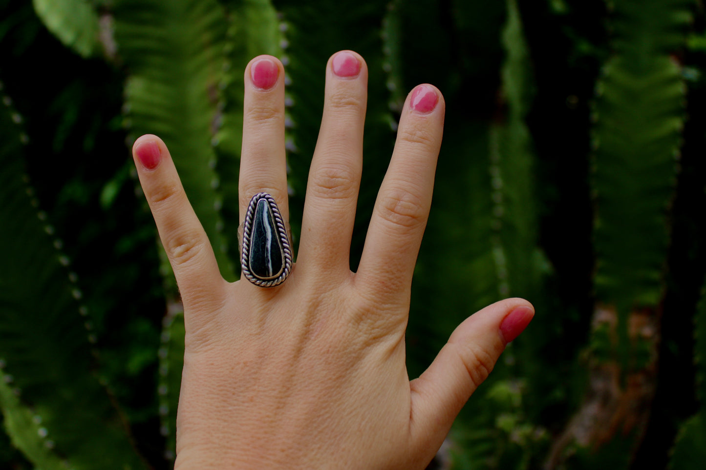 Size 7- White Buffalo Hammered Ring
