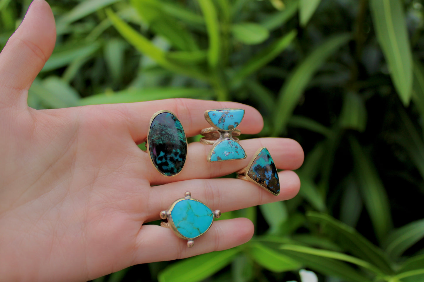 Size 6.5 Chrysocolla Brass Ring