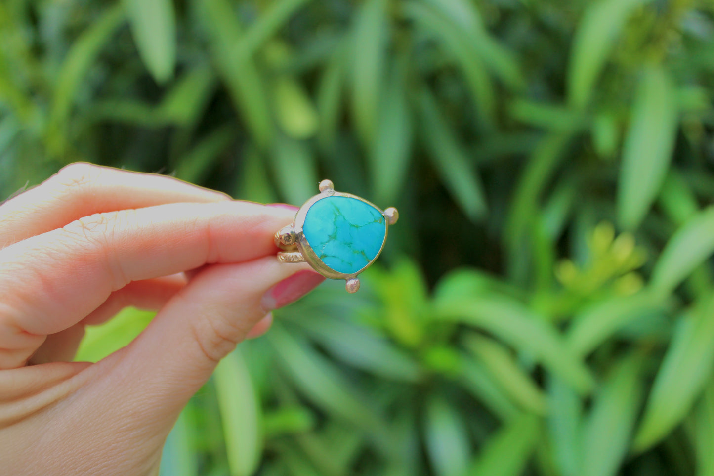 Size 7.5-Brass Turquoise Ring