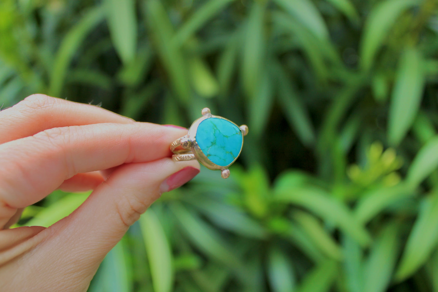 Size 7.5-Brass Turquoise Ring