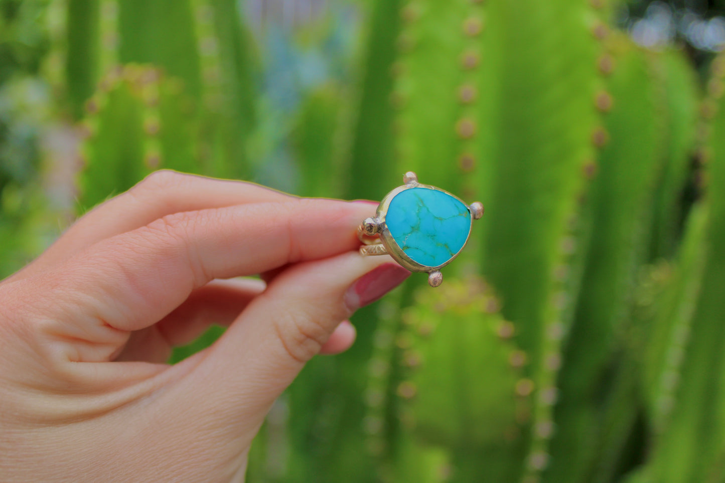 Size 7.5-Brass Turquoise Ring
