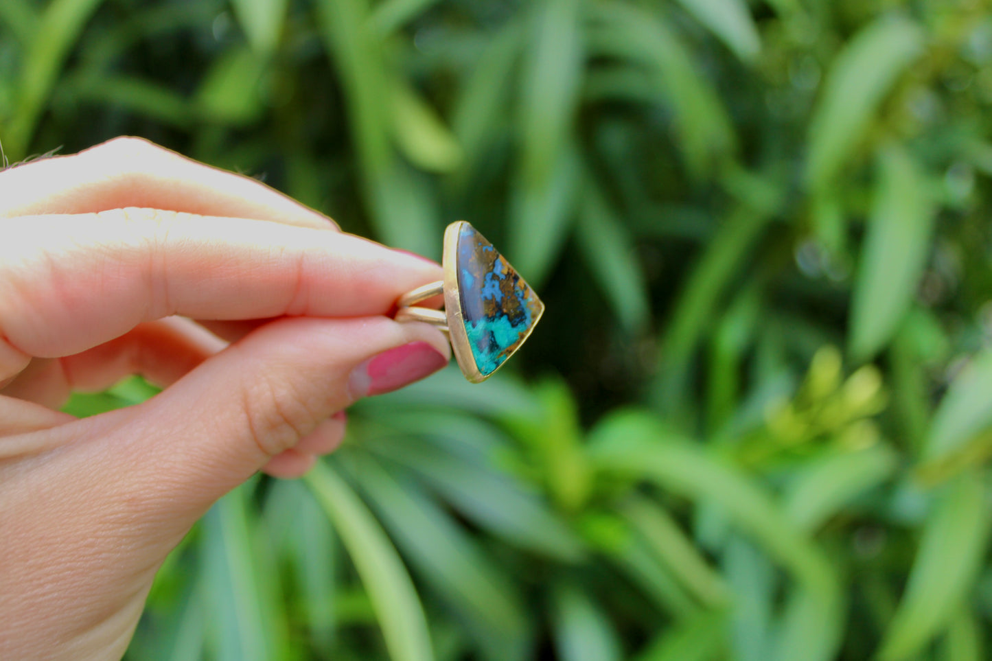 Size 6.5 Chrysocolla Brass Ring