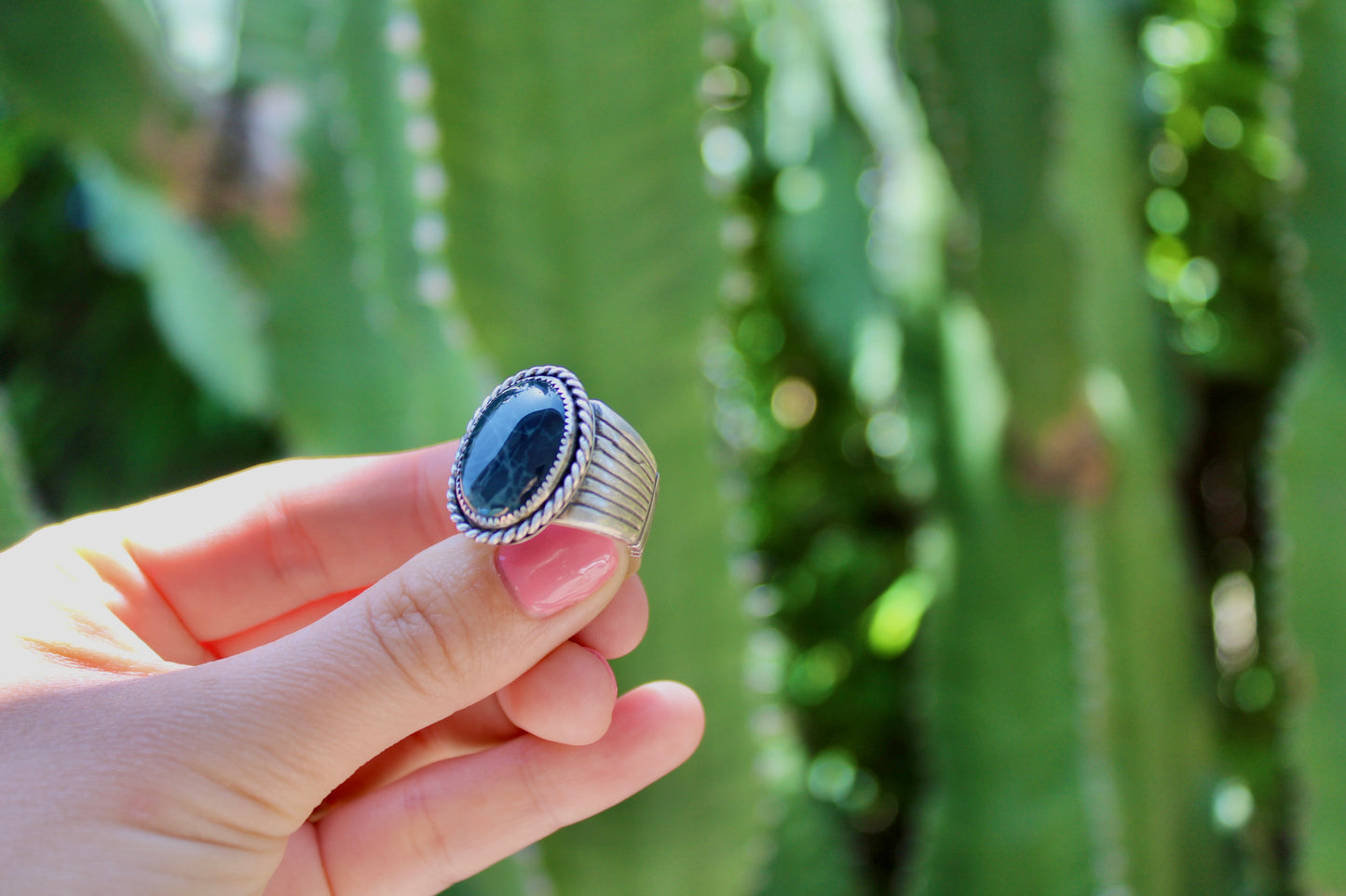Size 10- Obsidian Sterling Silver Ring