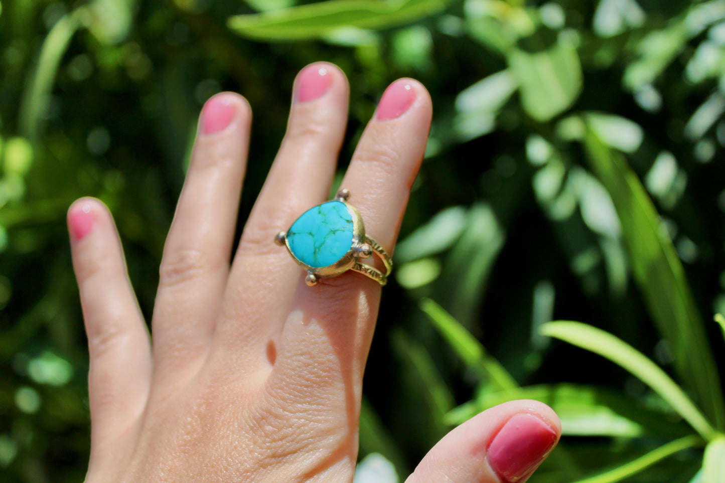 Size 7.5-Brass Turquoise Ring