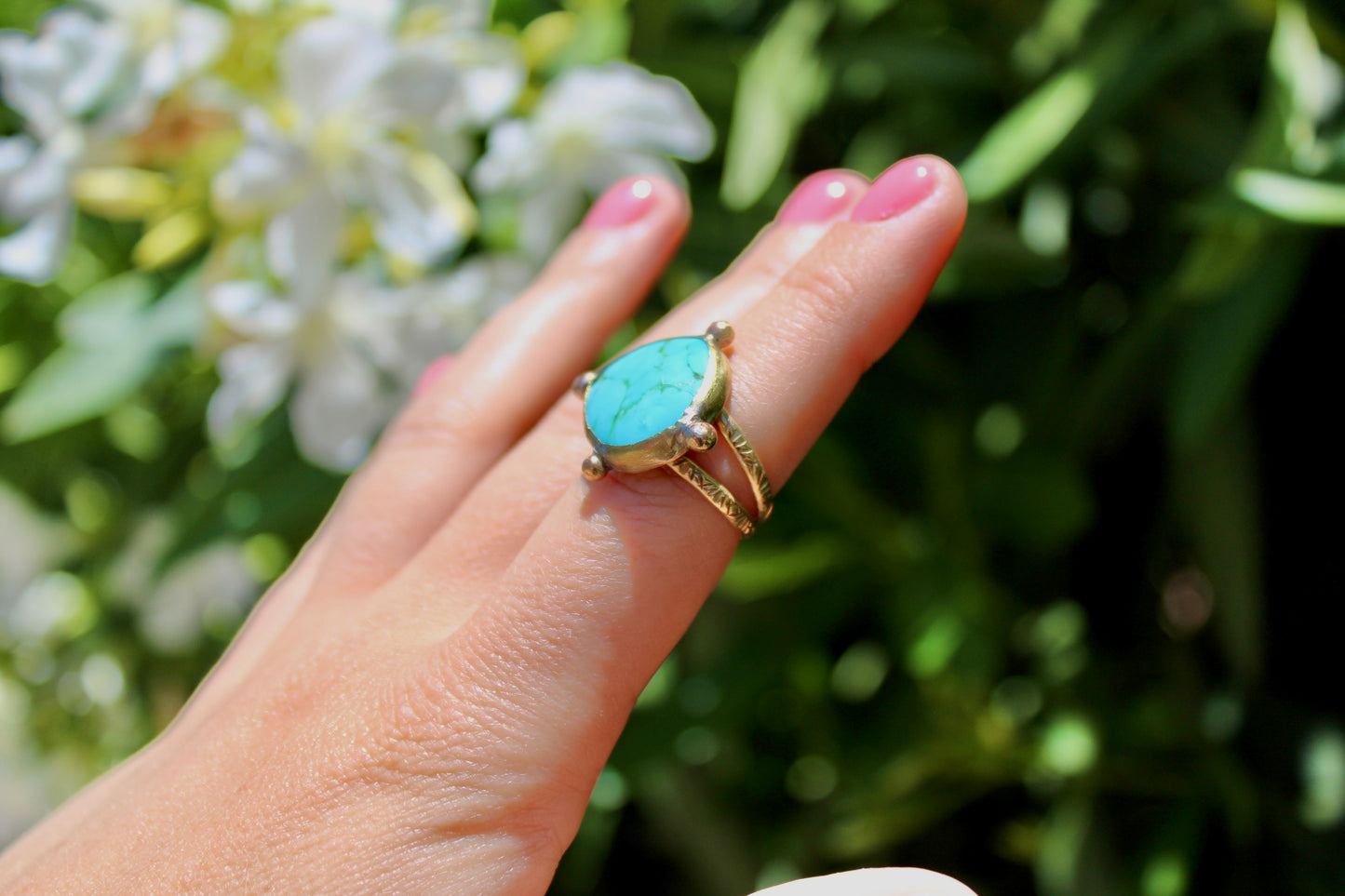 Size 7.5-Brass Turquoise Ring