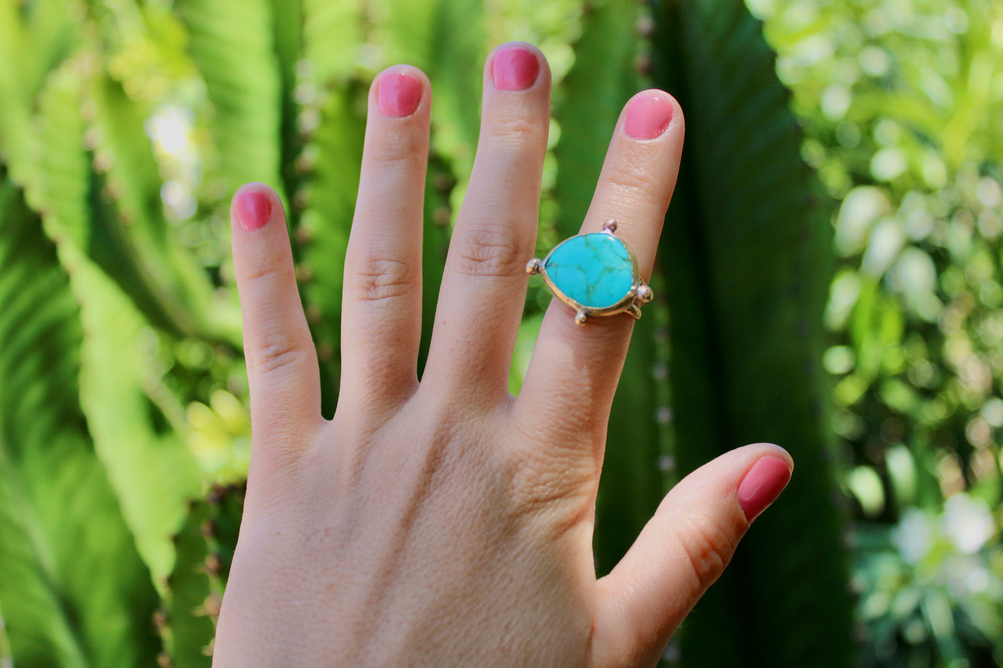 Size 7.5-Brass Turquoise Ring