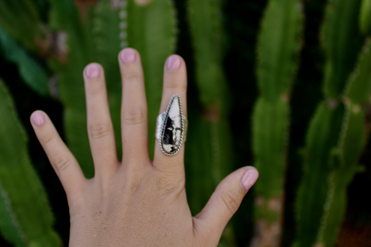 Size 8.5 -White Bison Hammered Ring