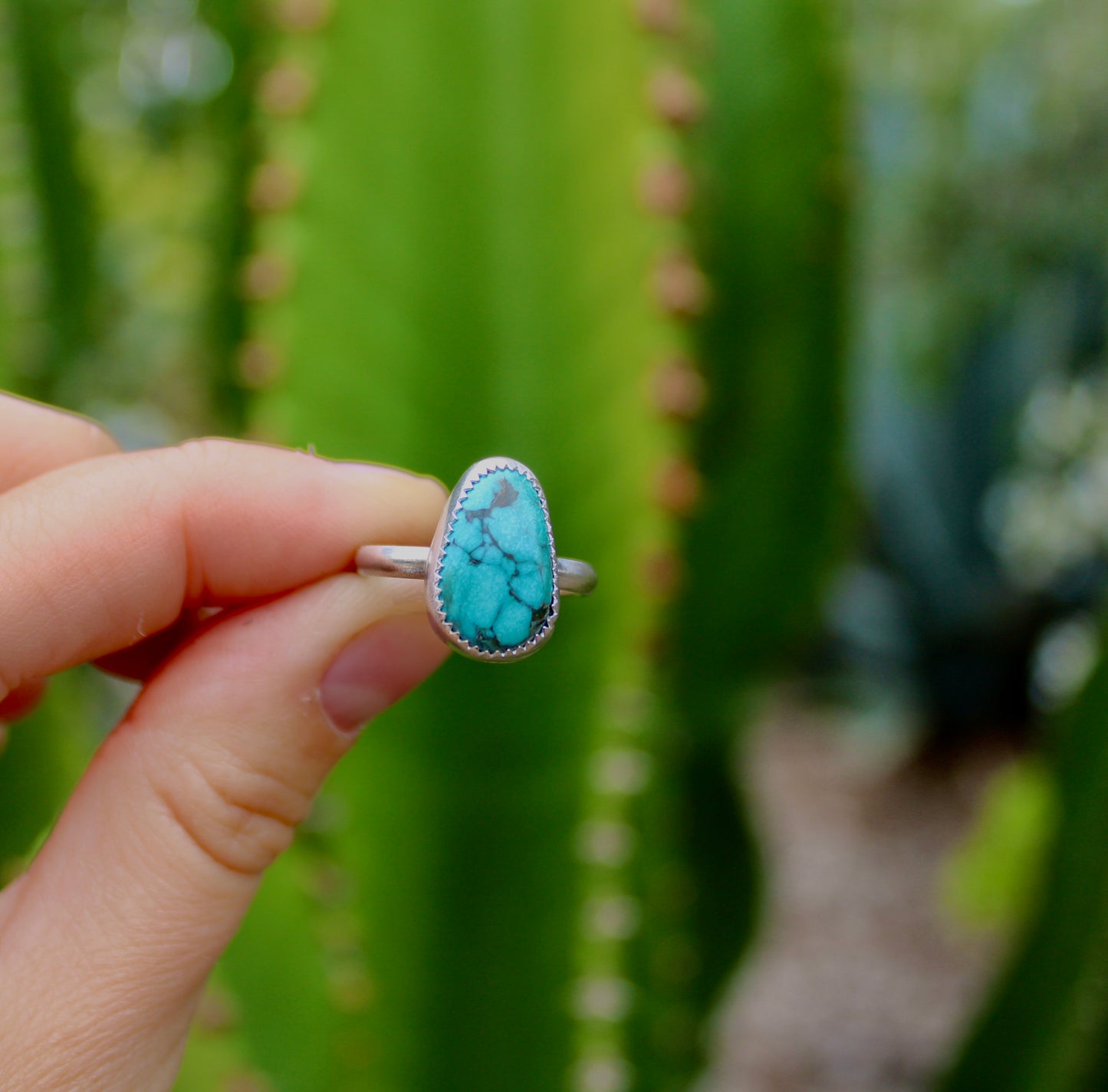 Size 8- Turquoise Sterling Silver Ring