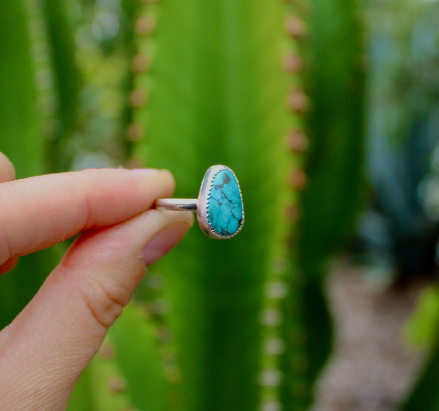 Size 8- Turquoise Sterling Silver Ring