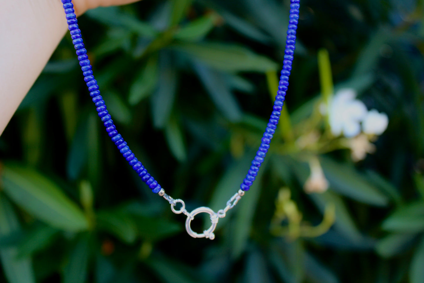 Lapis Lazuli Beaded Charm Necklace