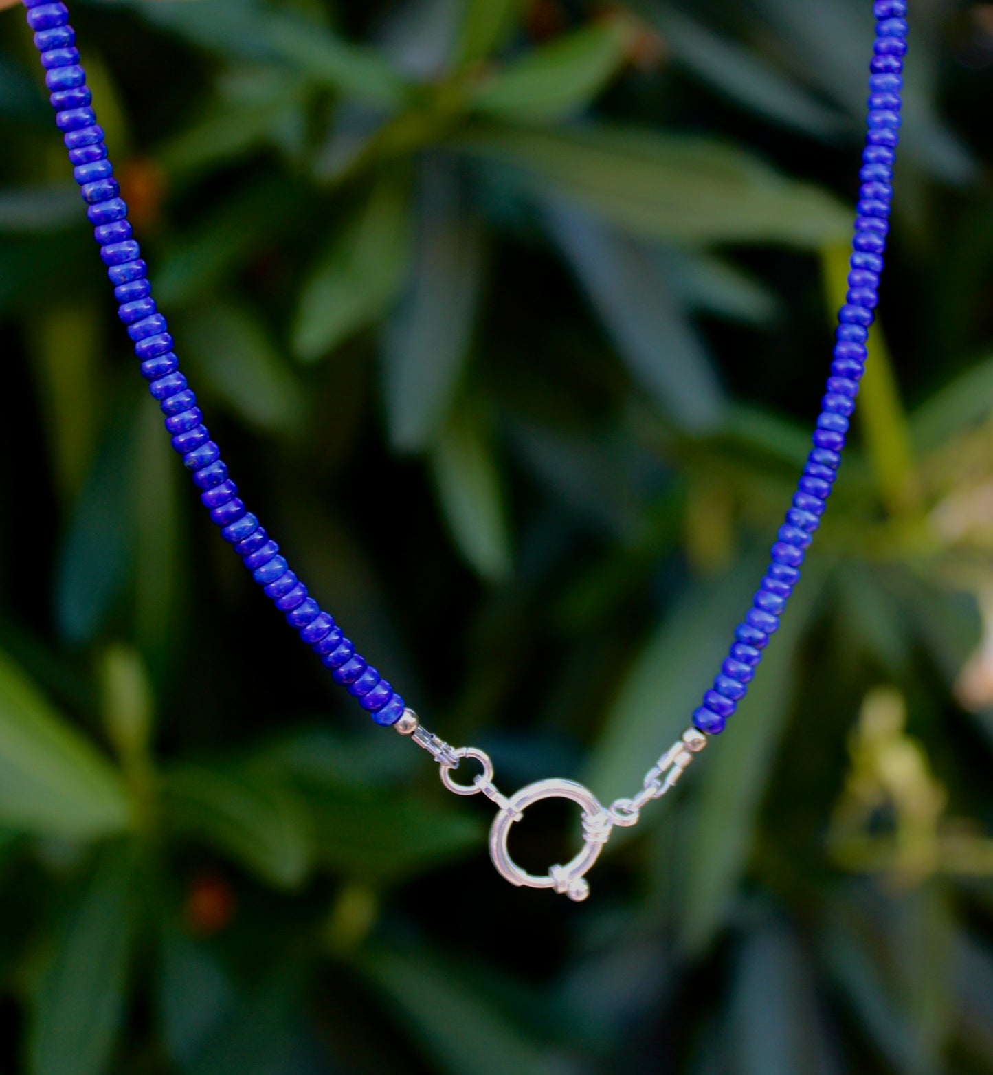 Lapis Lazuli Beaded Charm Necklace