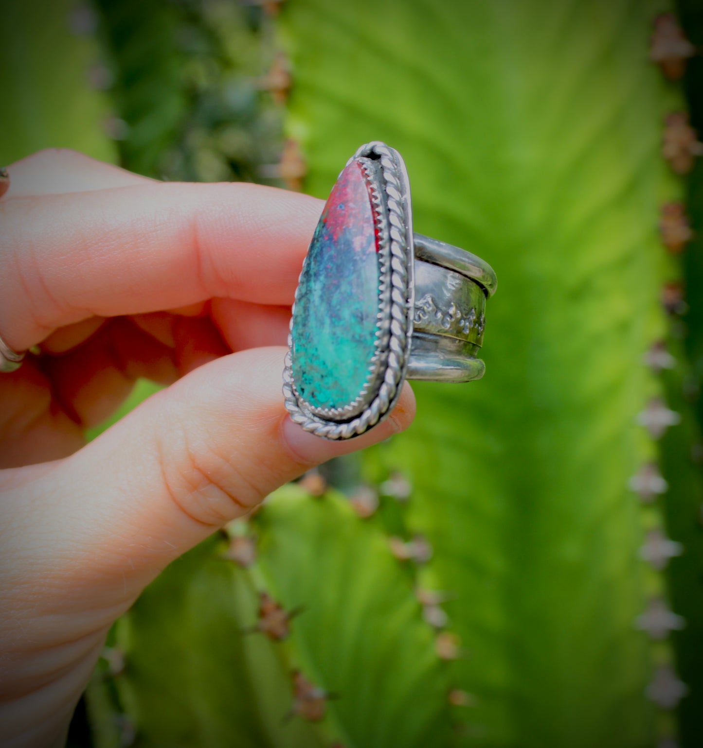 Size 8.5 Sonoran Sunrise Statement Ring with Flames