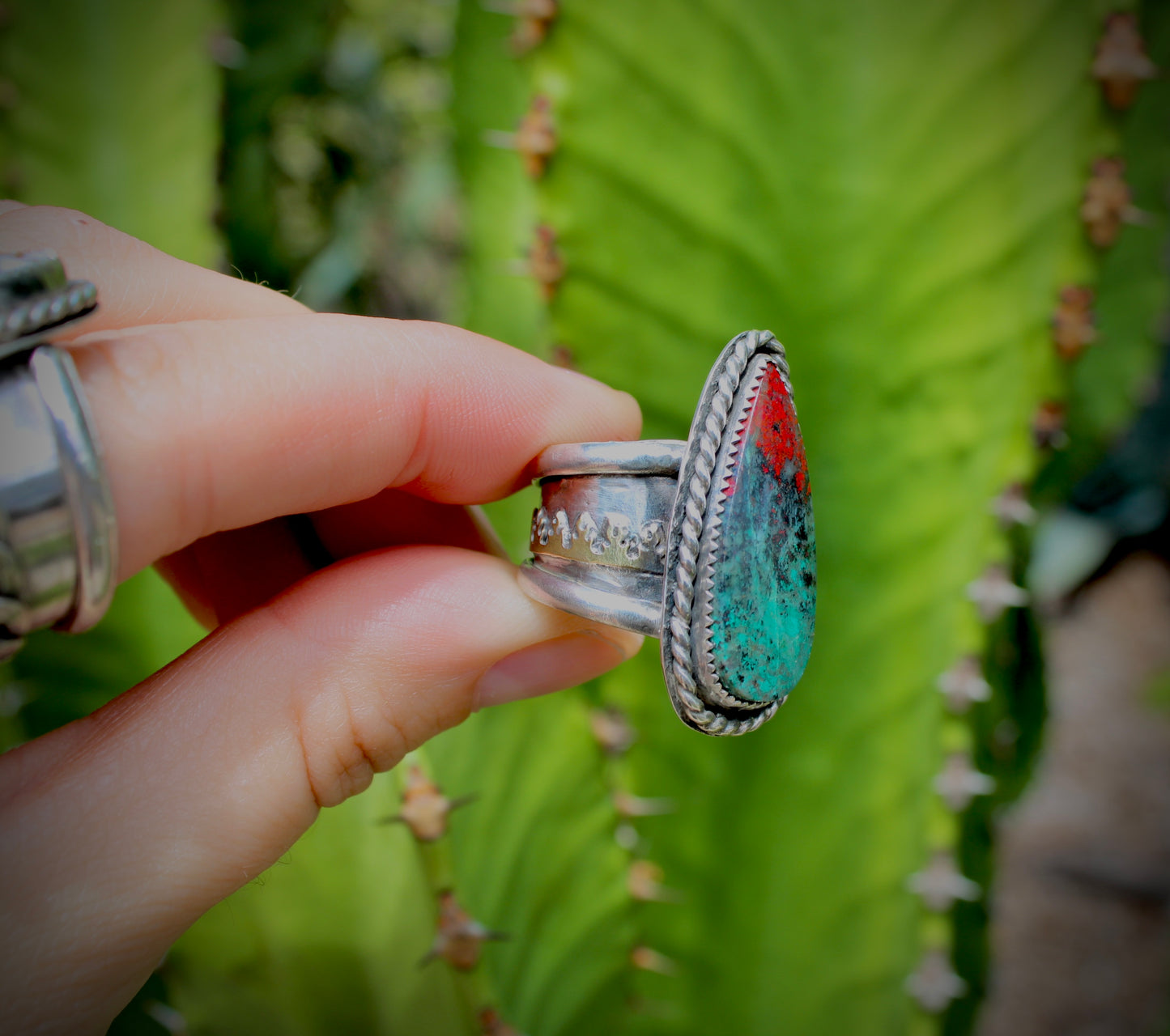 Size 8.5 Sonoran Sunrise Statement Ring with Flames