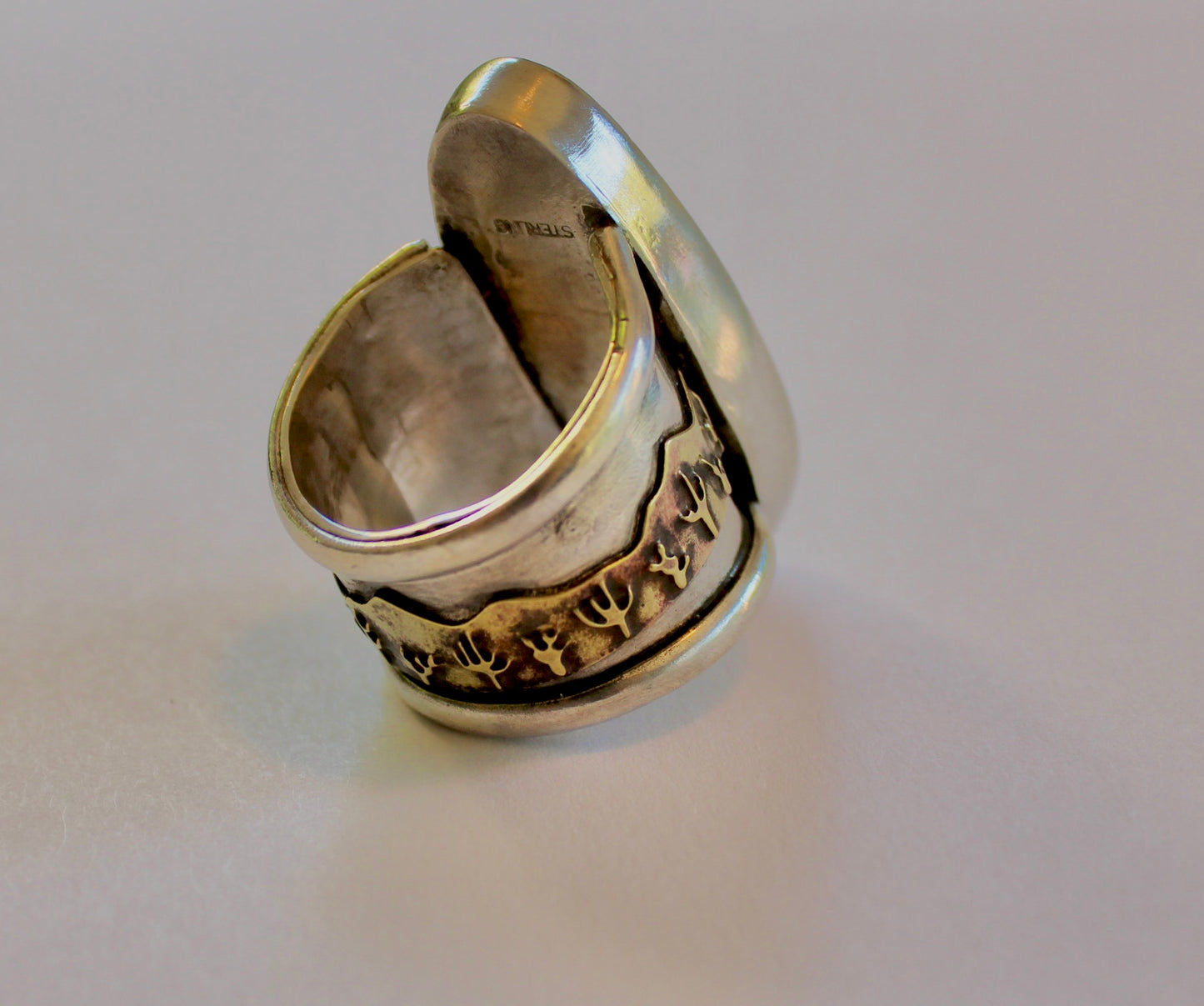 Size 7.5-Cactus Turquoise Sterling Silver Statement Ring