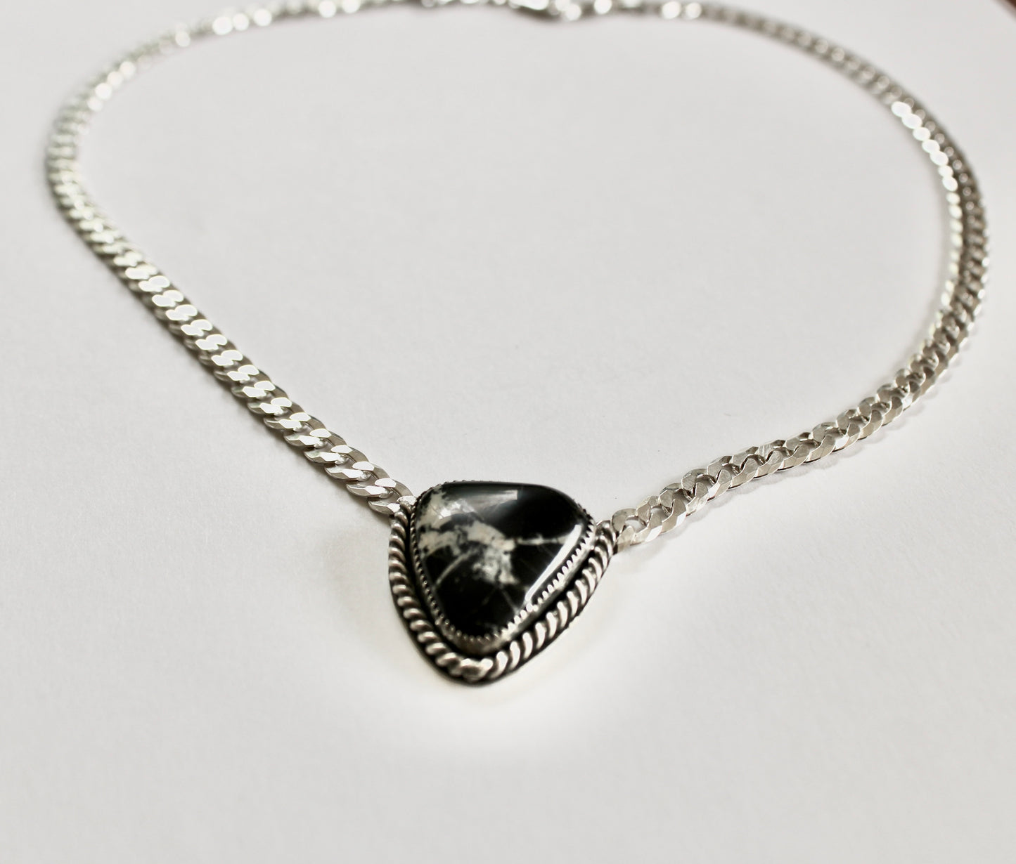 White Buffalo Turquoise Curb Chain Necklace