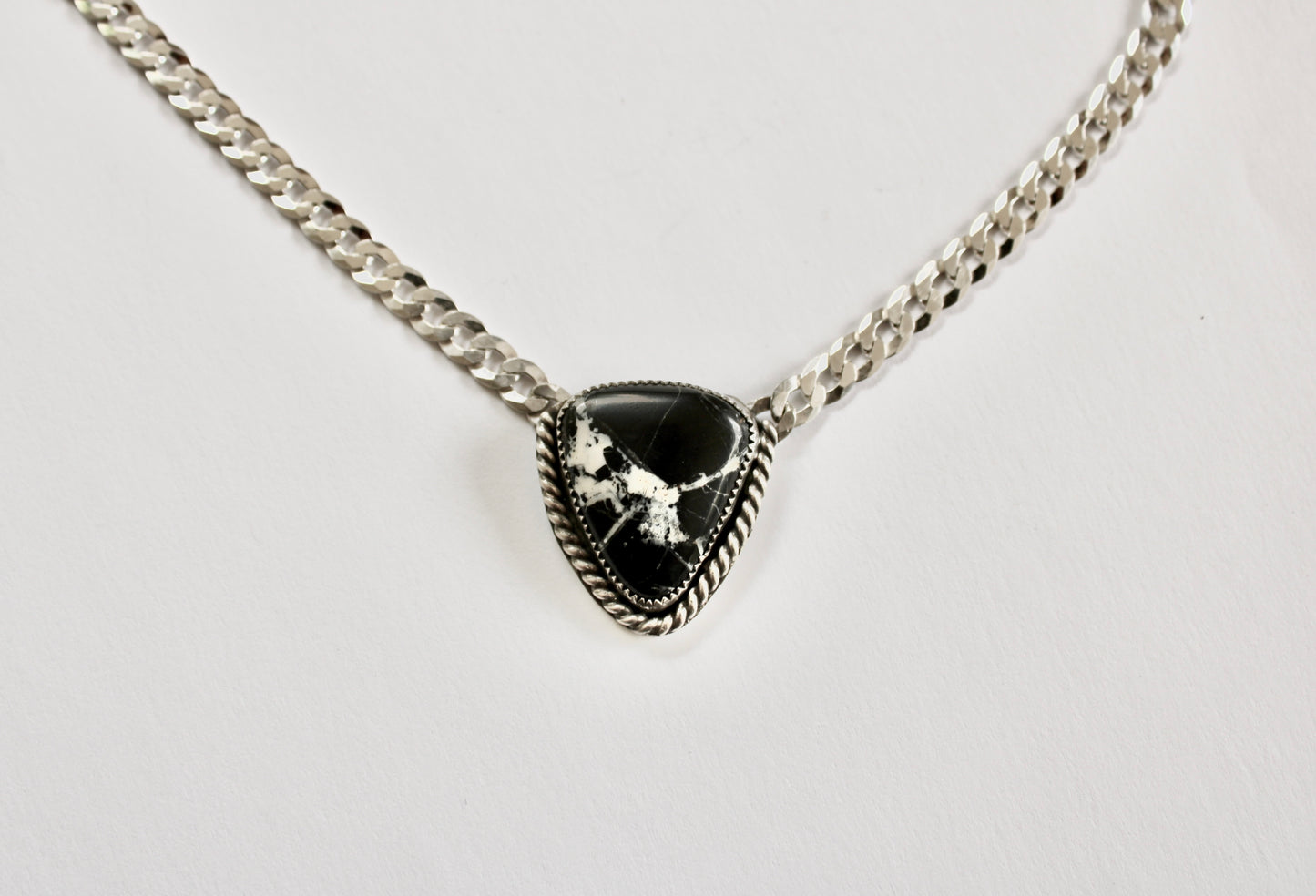 White Buffalo Turquoise Curb Chain Necklace