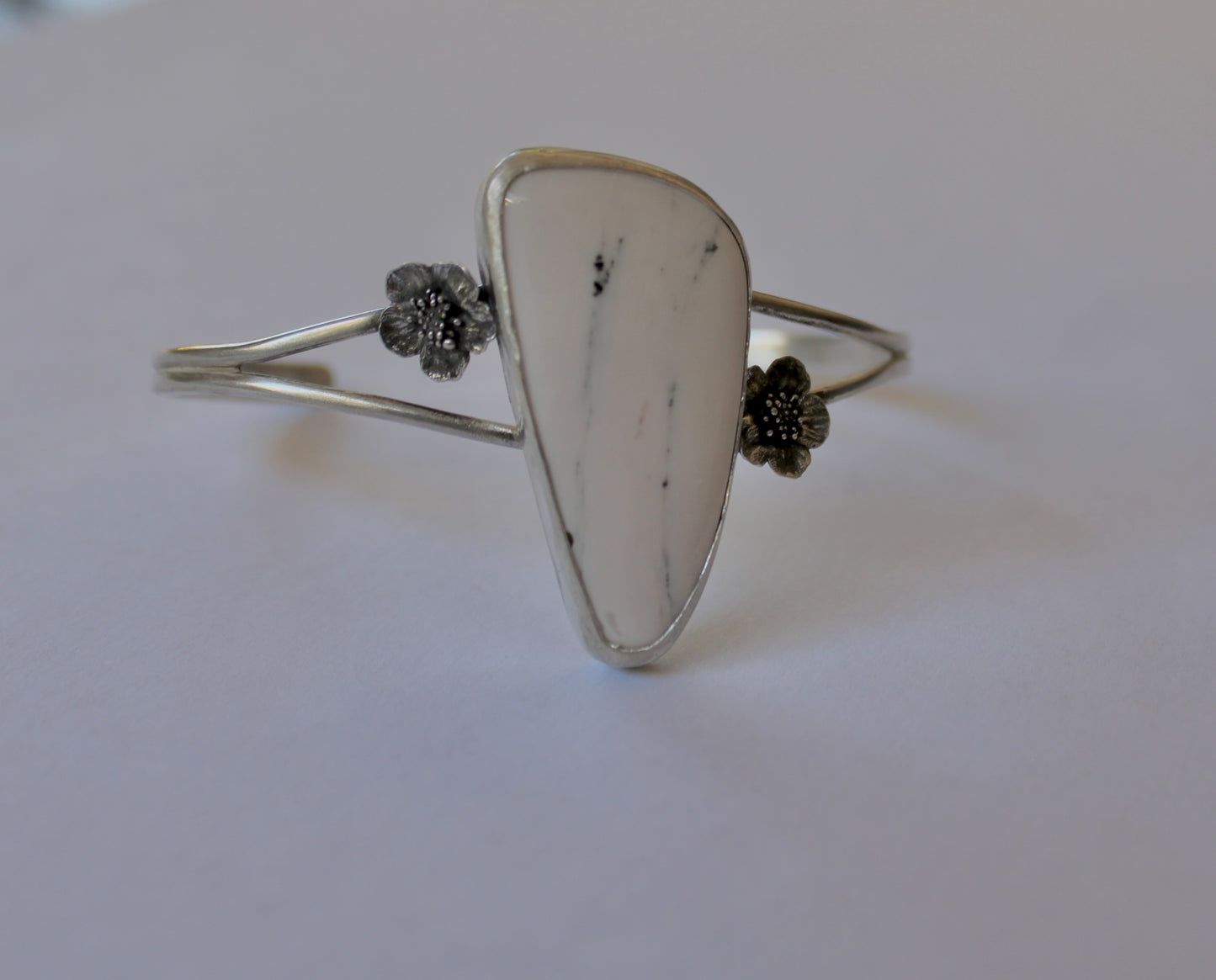 White Buffalo Turquoise Floral Cuff