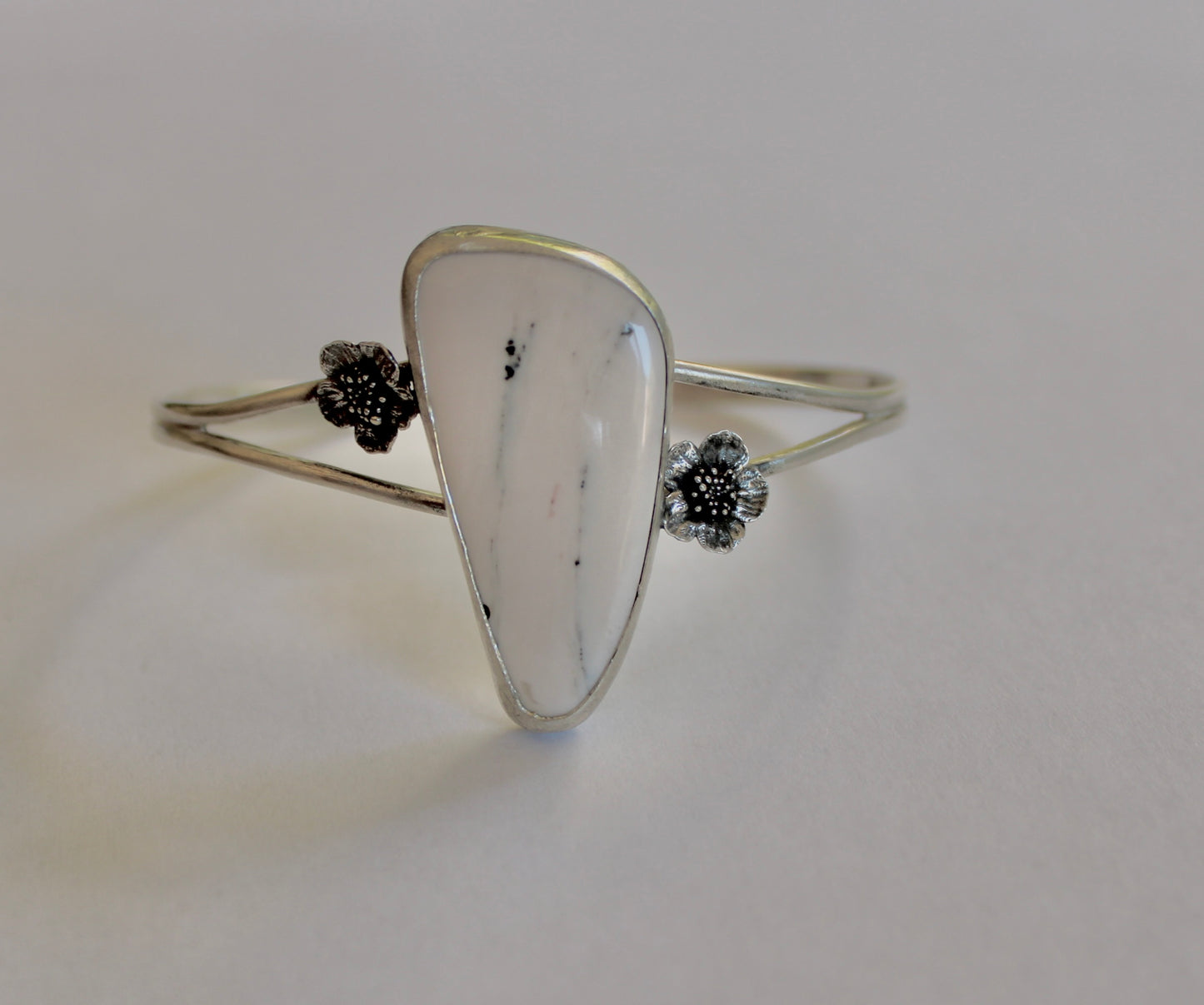 White Buffalo Turquoise Floral Cuff