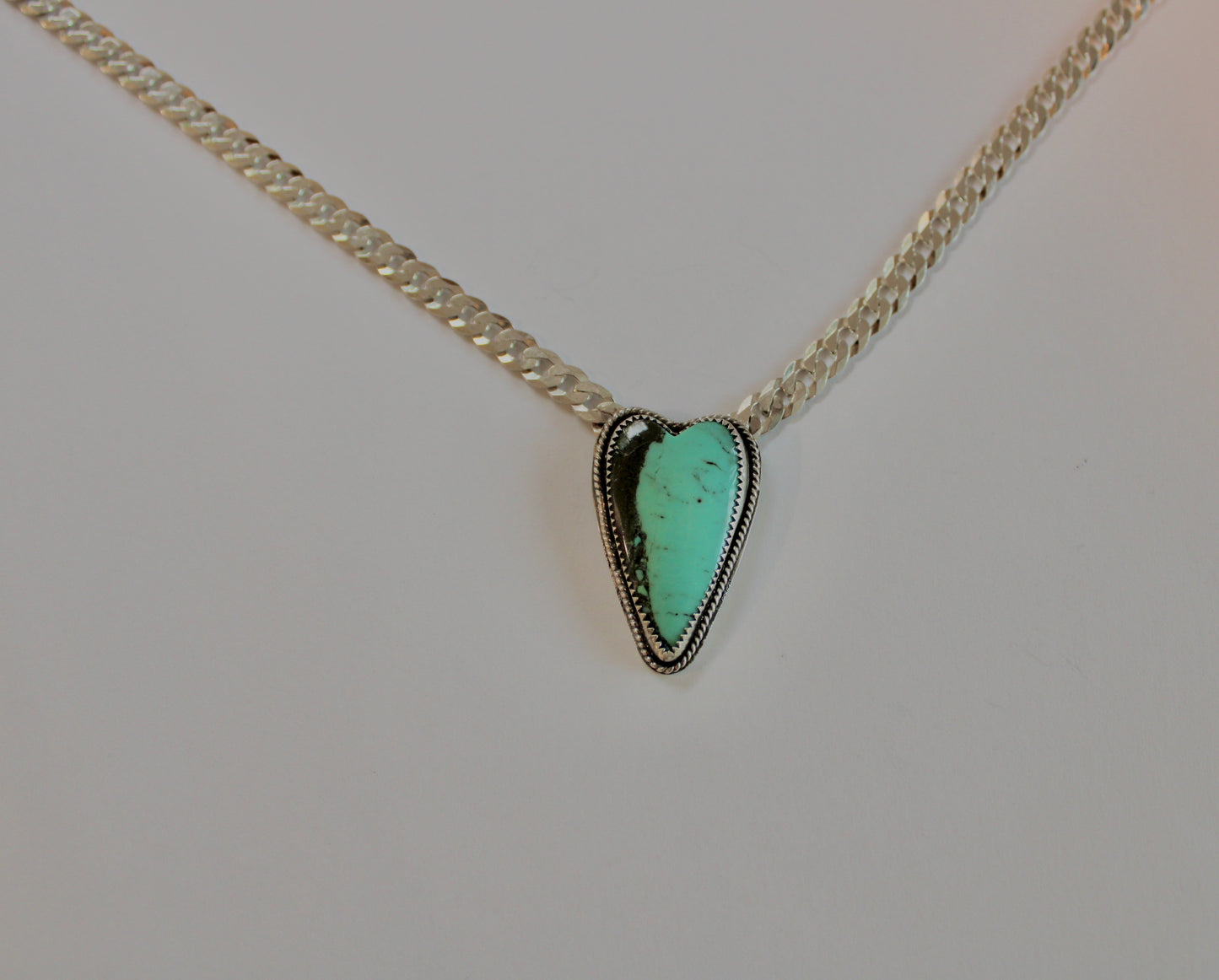 Turquoise Heart Curb Chain Necklace