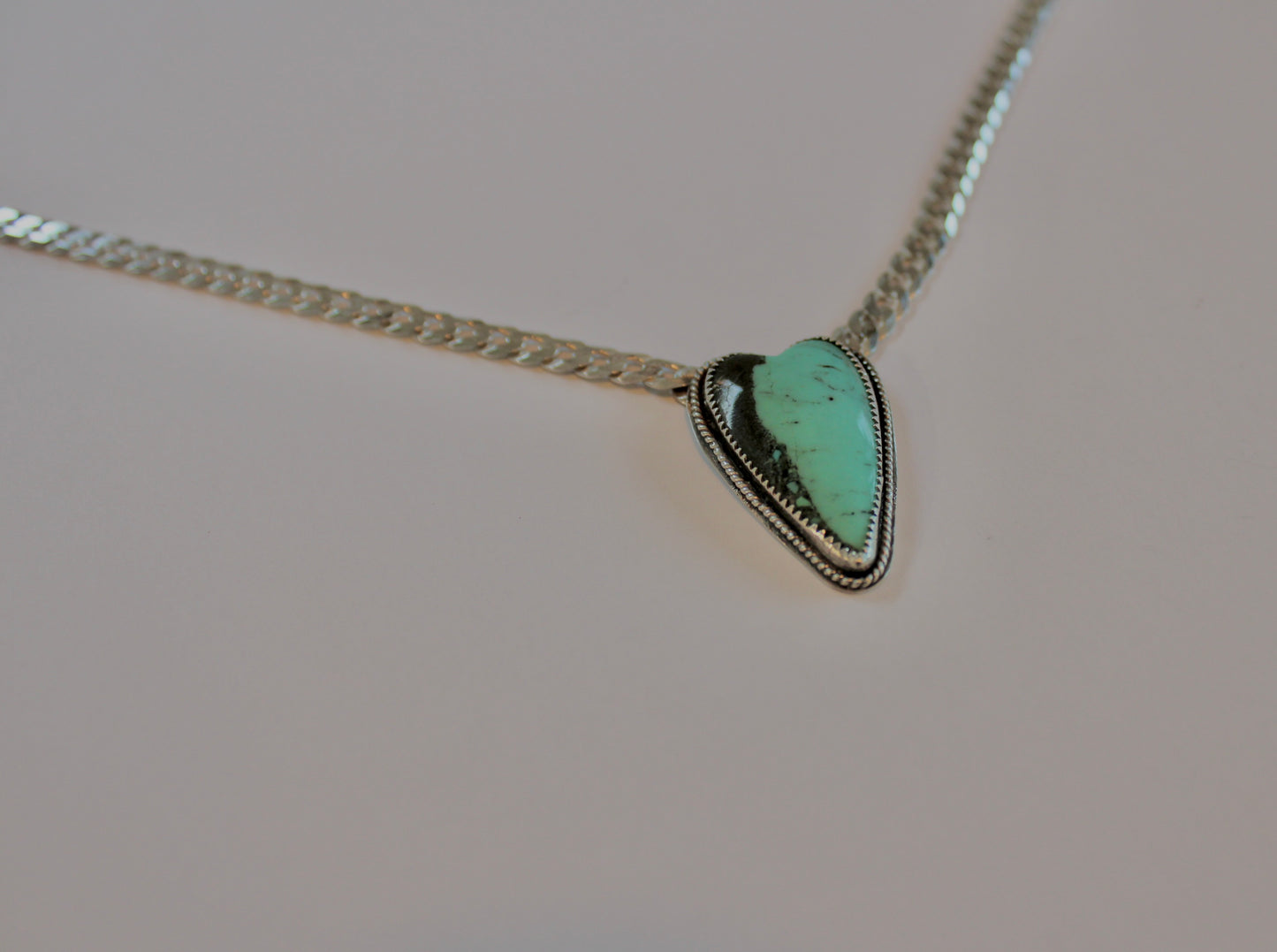 Turquoise Heart Curb Chain Necklace