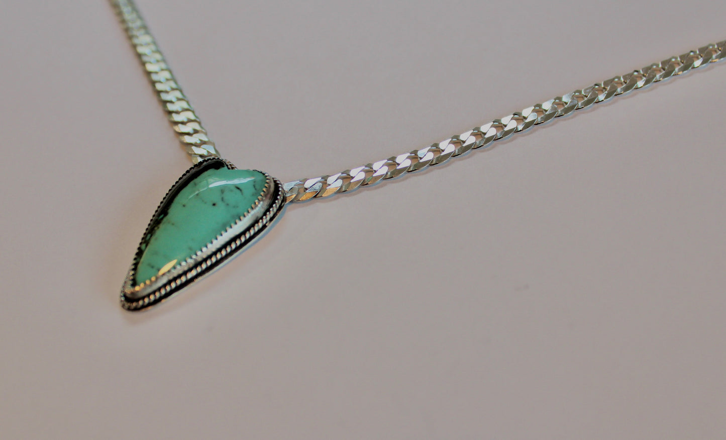 Turquoise Heart Curb Chain Necklace